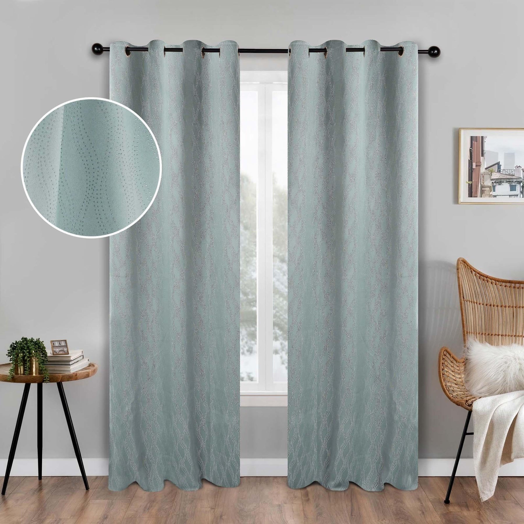 Zuri Textured Waves Room Darkening Blackout Curtains, Set of 2