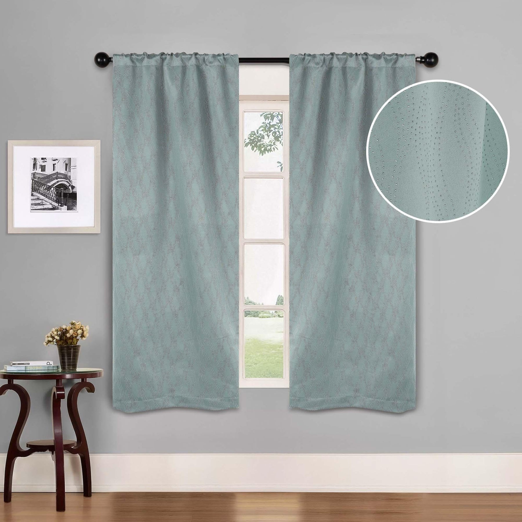 Zuri Textured Waves Room Darkening Blackout Curtains, Set of 2