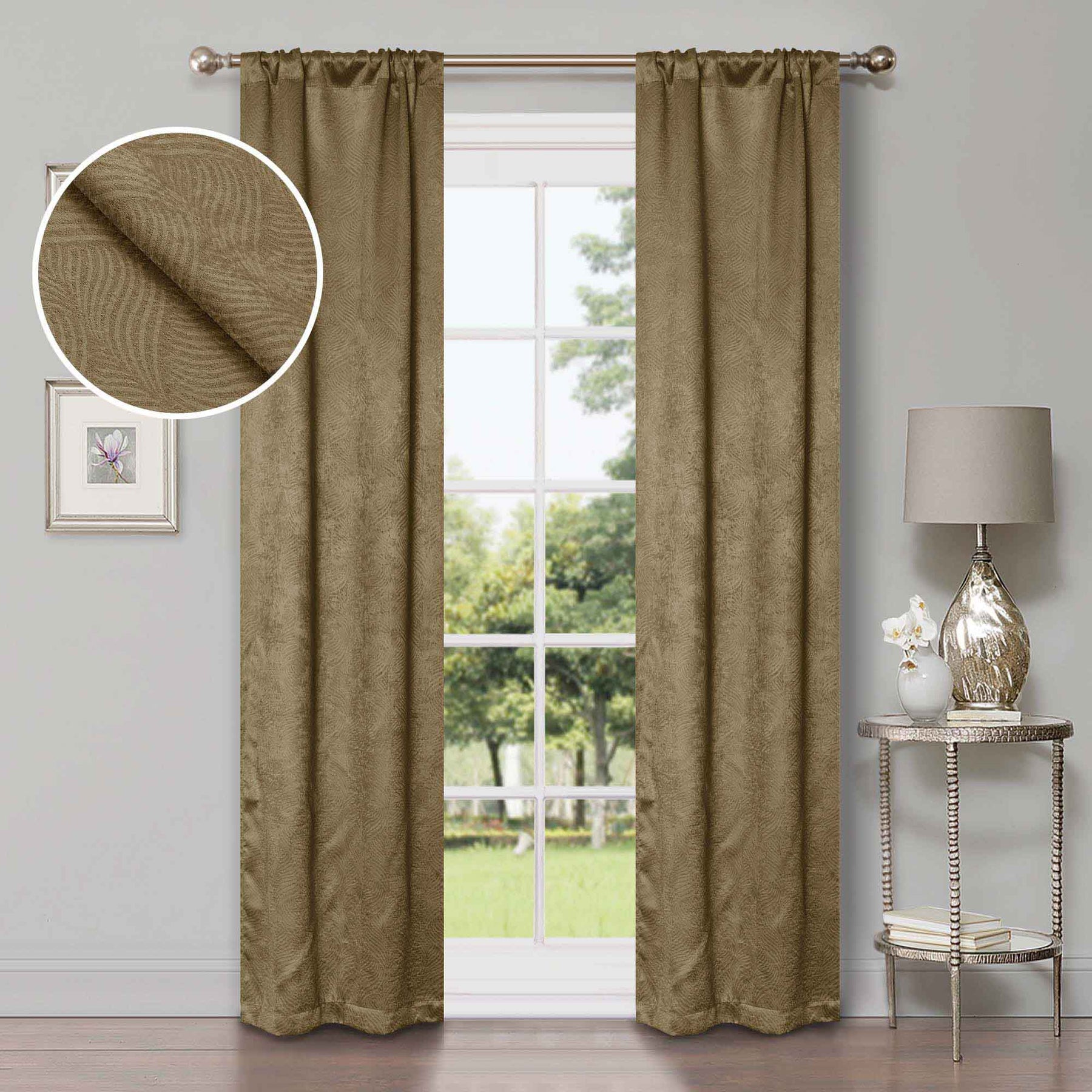 Waverly Geometric Washable Room Darkening Blackout Curtains, Set of 2