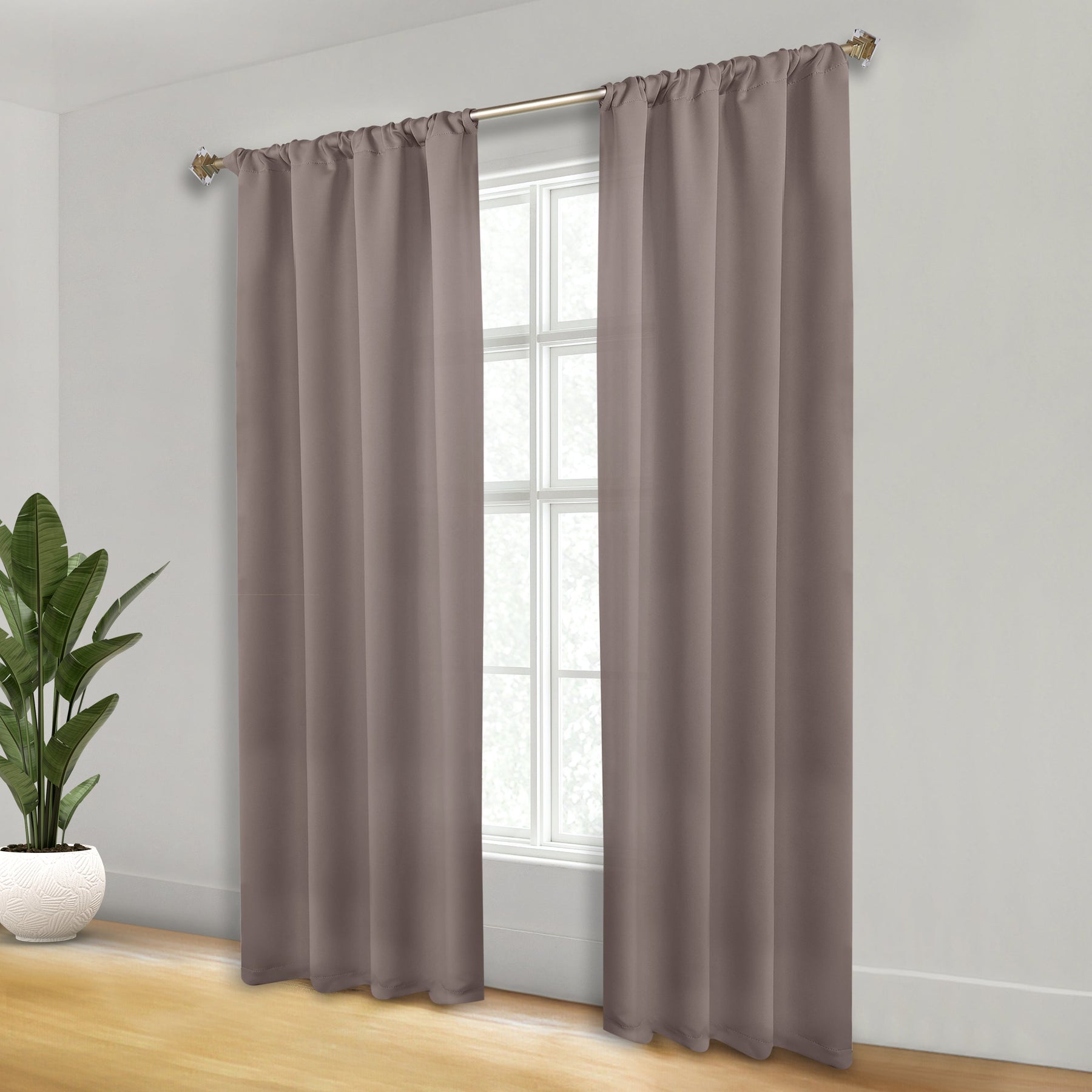 Solid Room Darkening Rod Pocket Blackout Curtain Panels, Set of 2