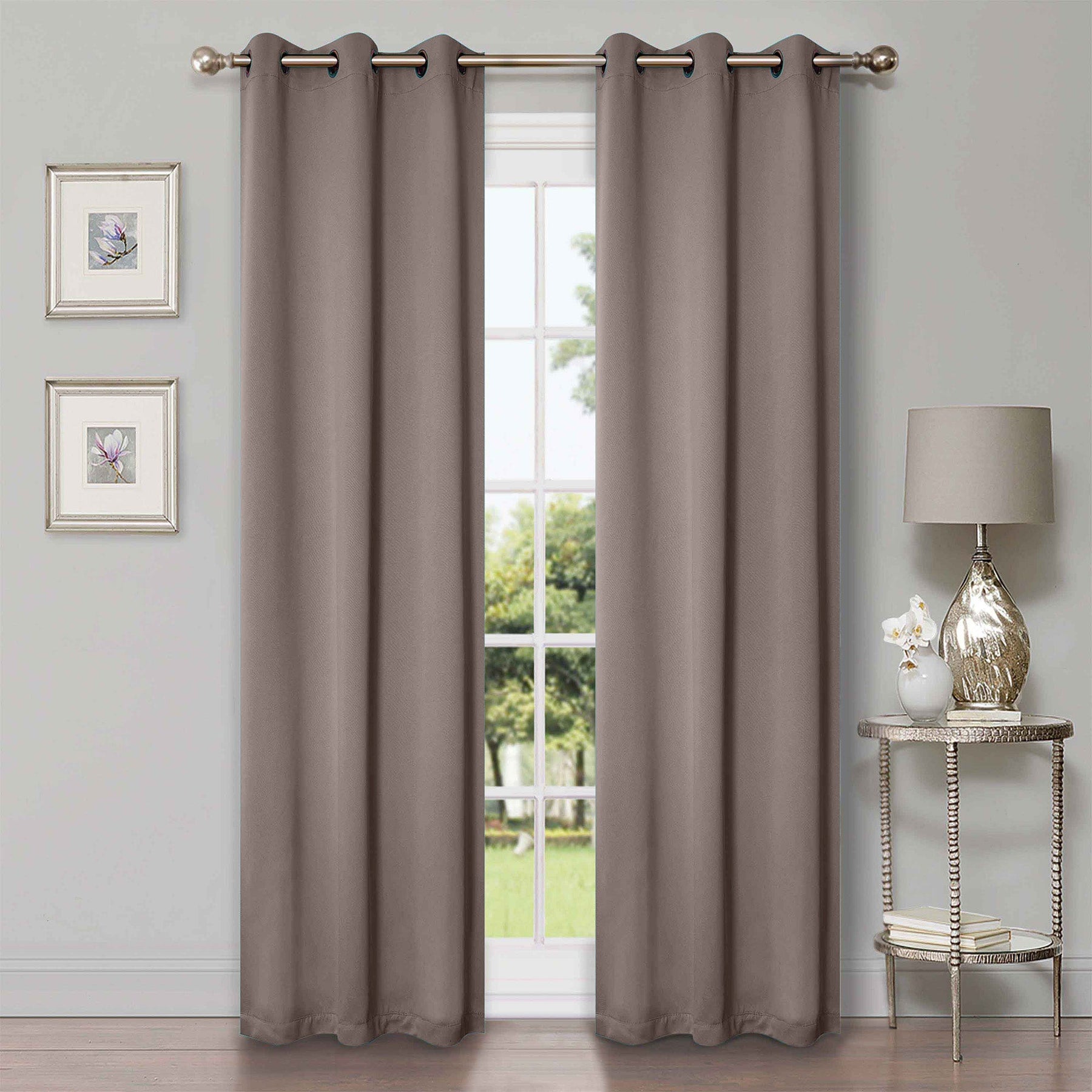 Classic Modern Solid Room Darkening Blackout Curtain Panels, Set of 2
