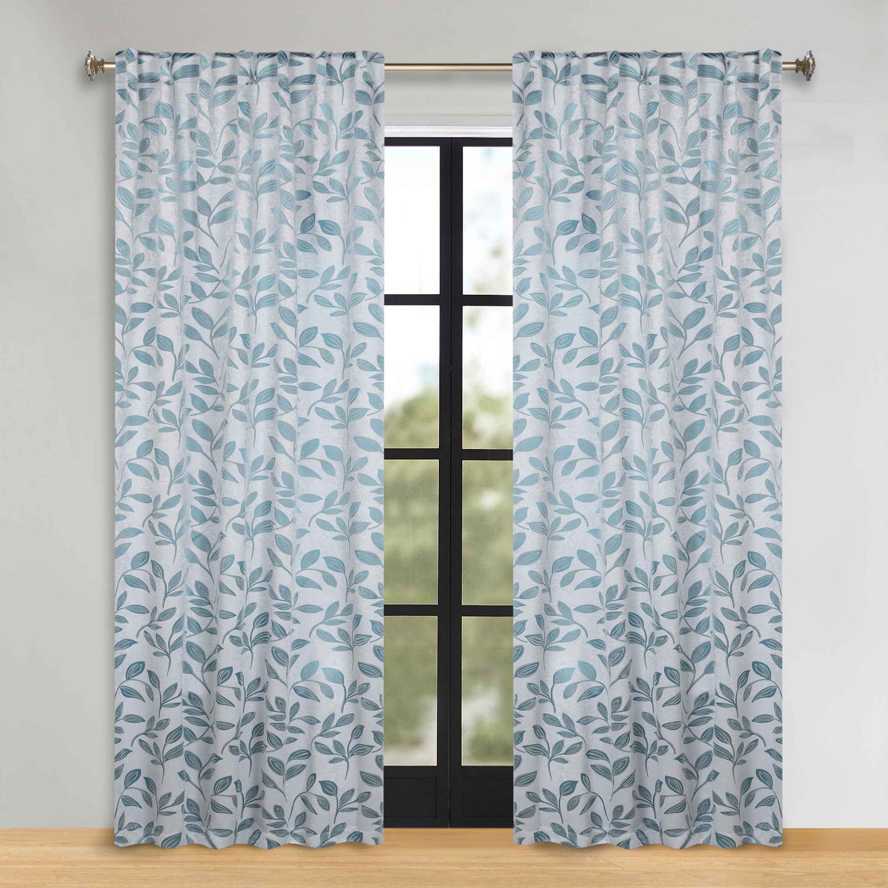Leaves Room Darkening Back Tabs Blackout Curtain Panels, Set of 2
