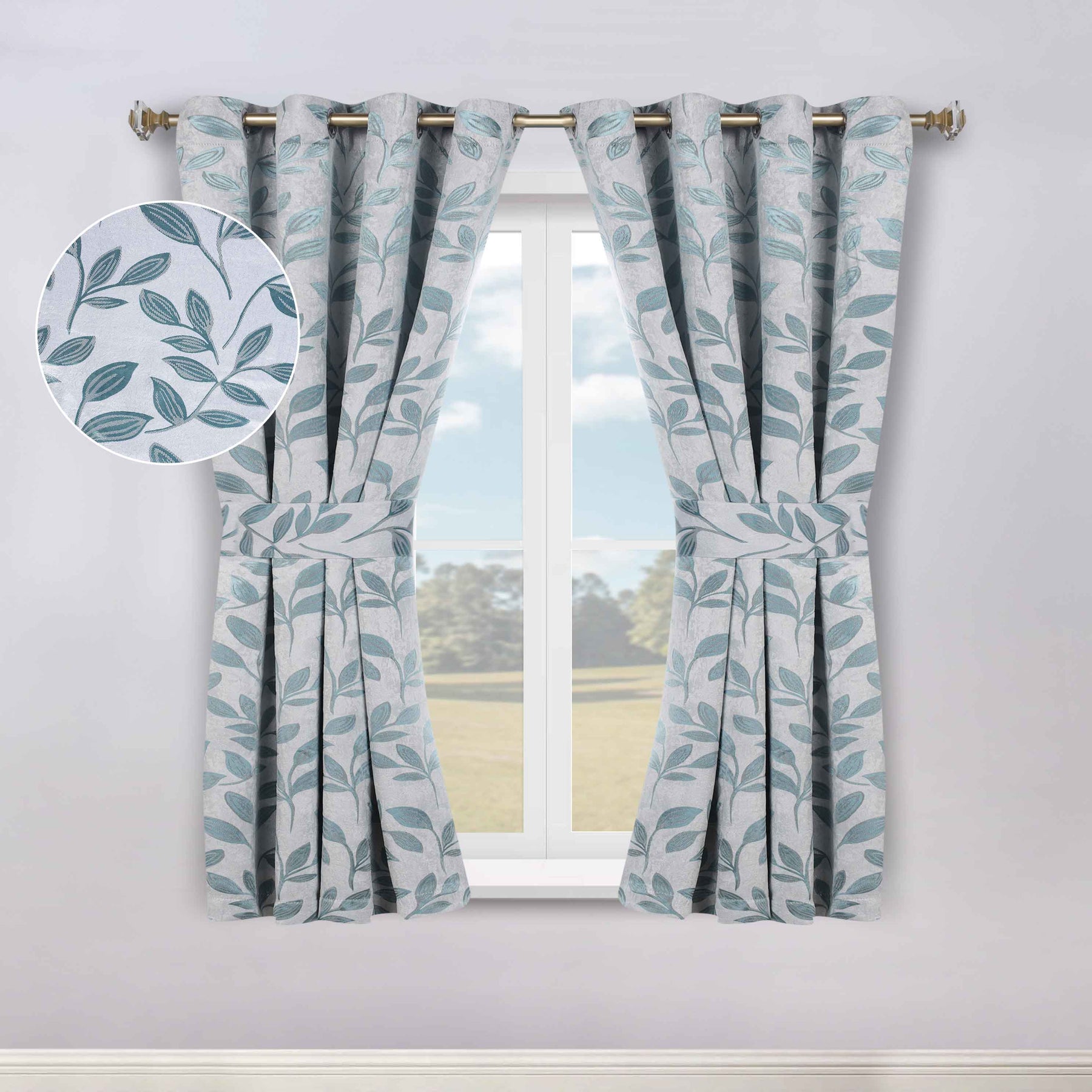 Leaves Room Darkening Washable Blackout Curtain Panels, Set of 2