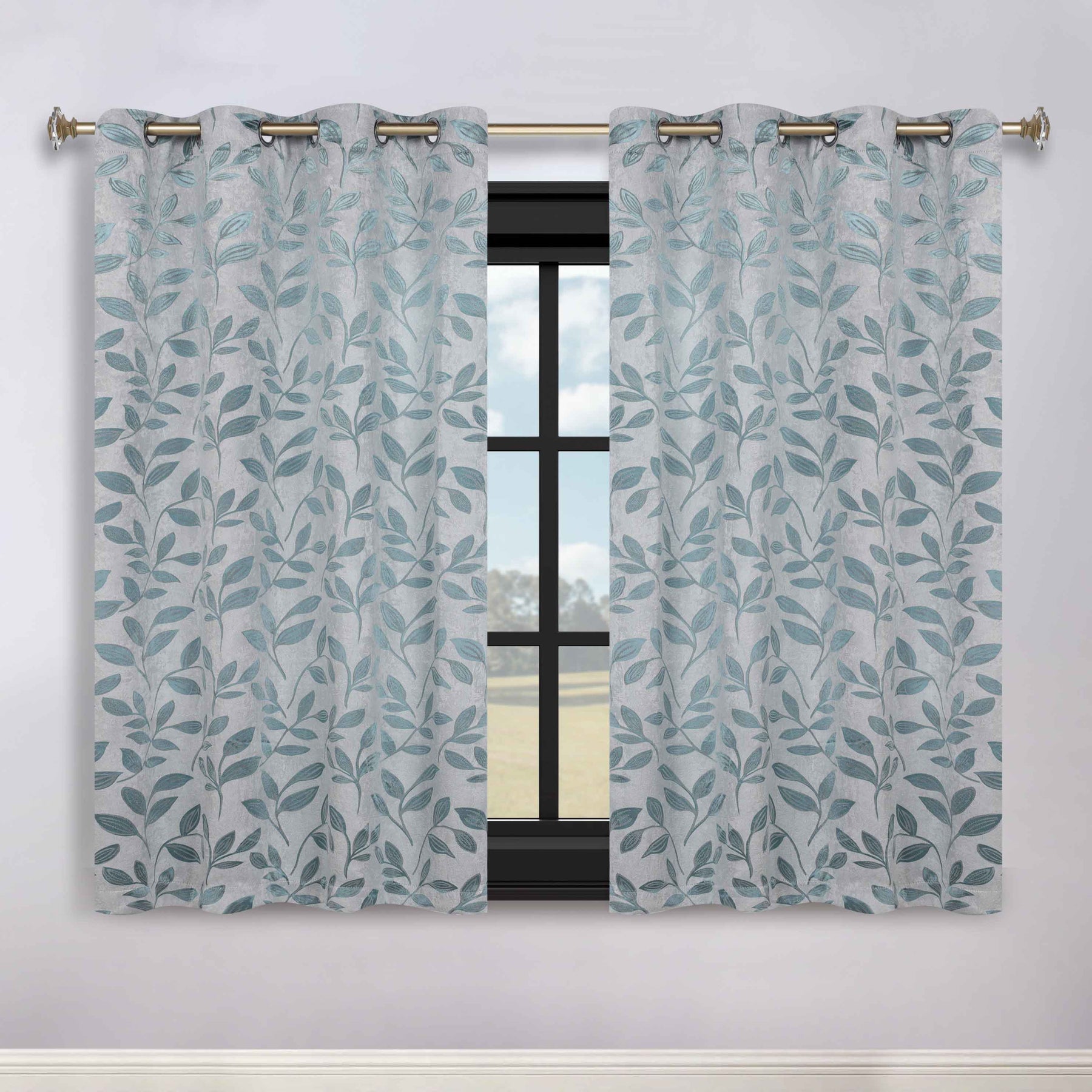 Leaves Room Darkening Washable Blackout Curtain Panels, Set of 2