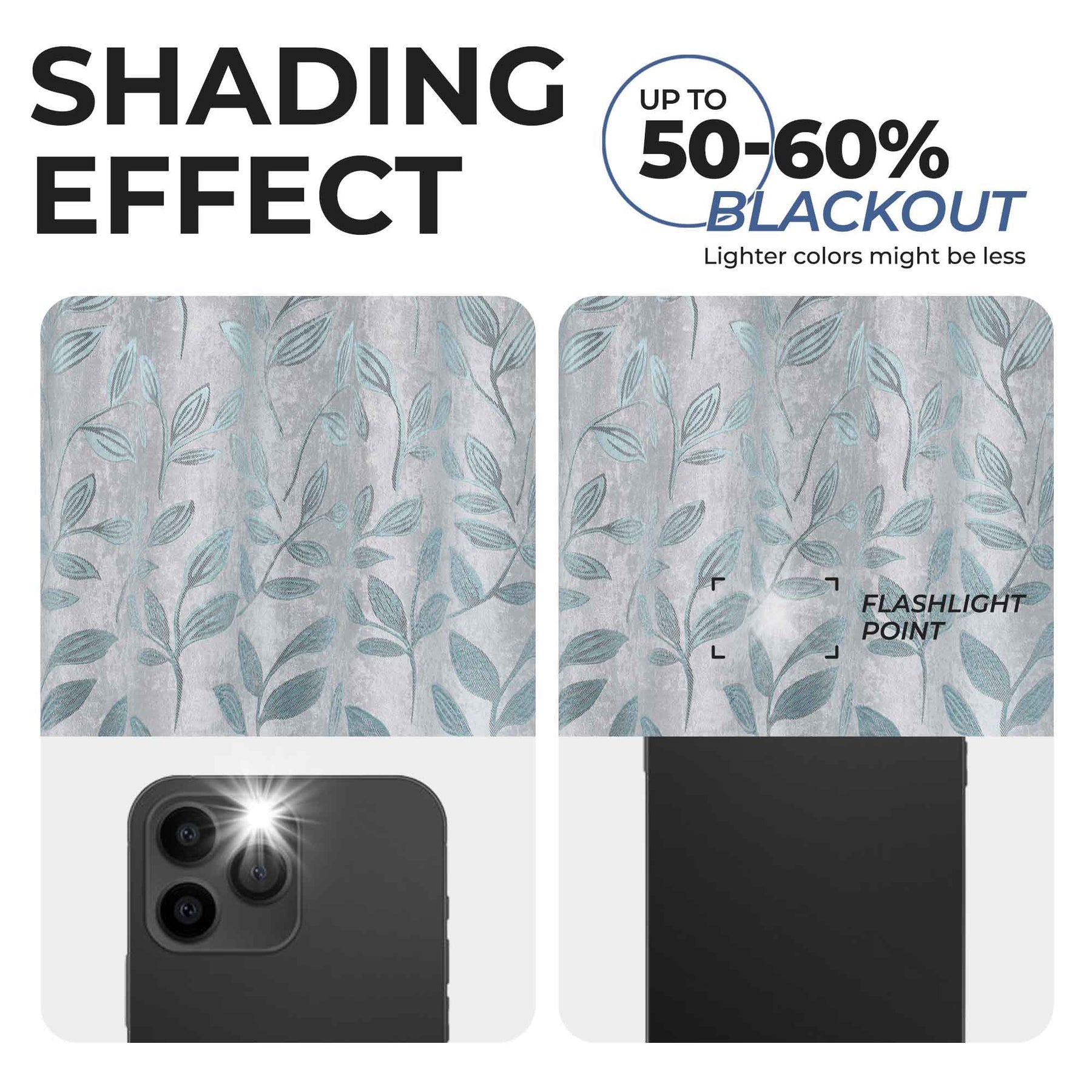 Leaves Room Darkening Washable Blackout Curtain Panels, Set of 2