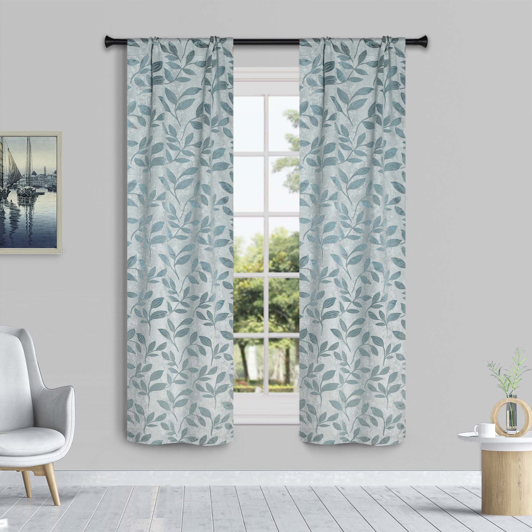 Leaves Room Darkening Washable Blackout Curtain Panels, Set of 2