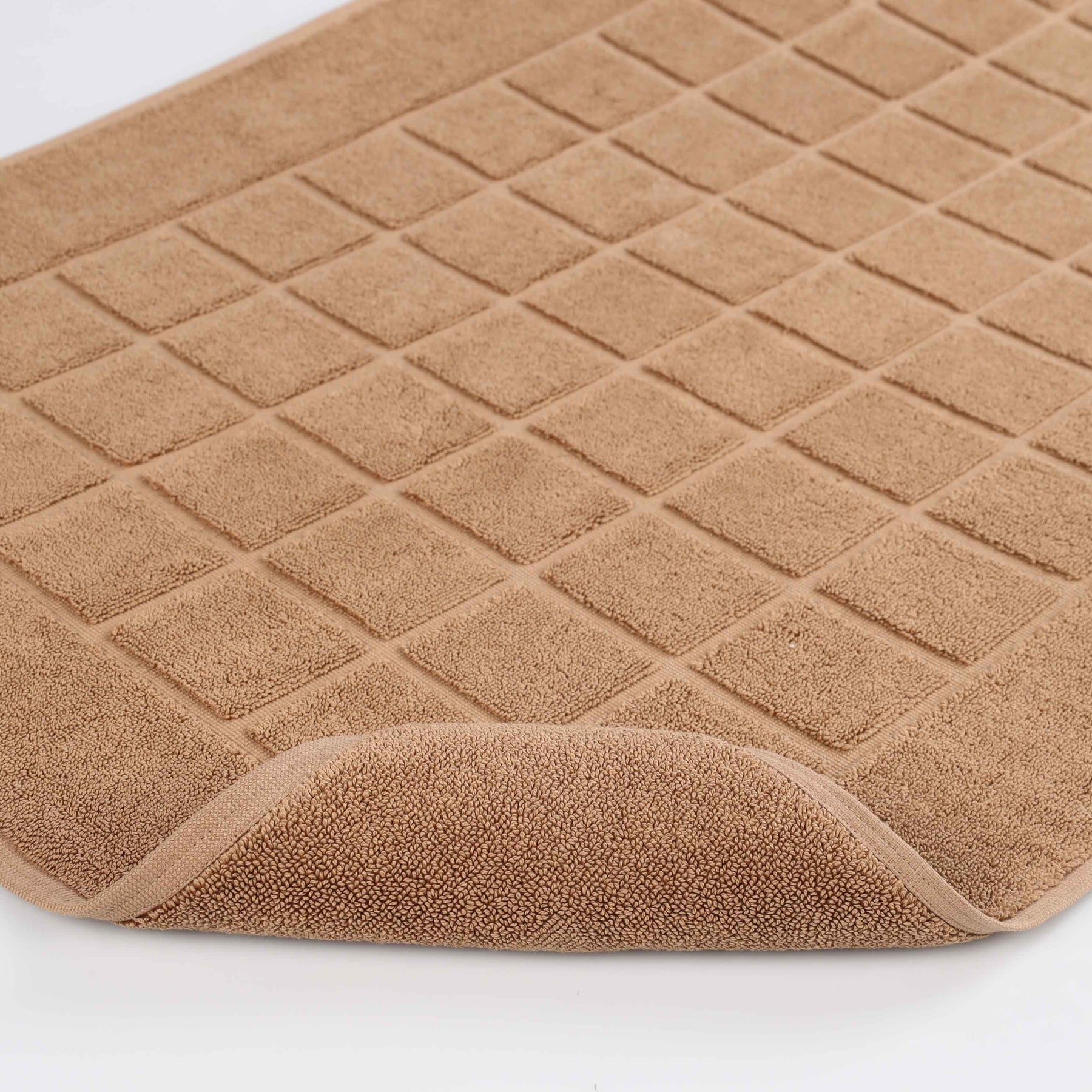 Nora Cotton Solid Absorbent Thick Checkered Washable Bath Mat Set of 2