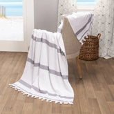 Tropical Cabana Stripe Fouta Cotton Beach Towel Set of 2 Piece