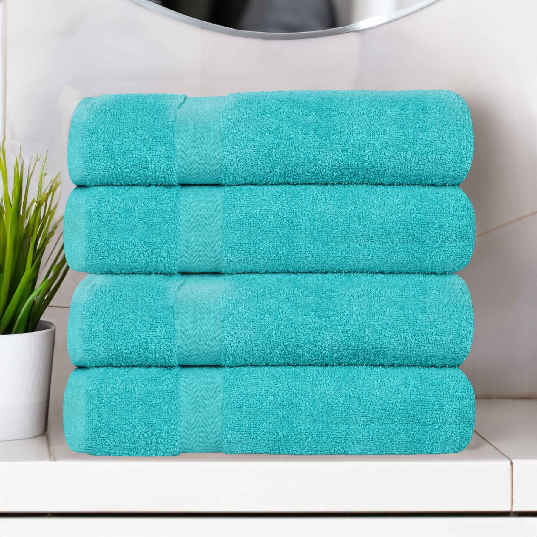 Cotton Highly Absorbent Eco-Friendly Quick Dry 4 Piece Bath Towel Set