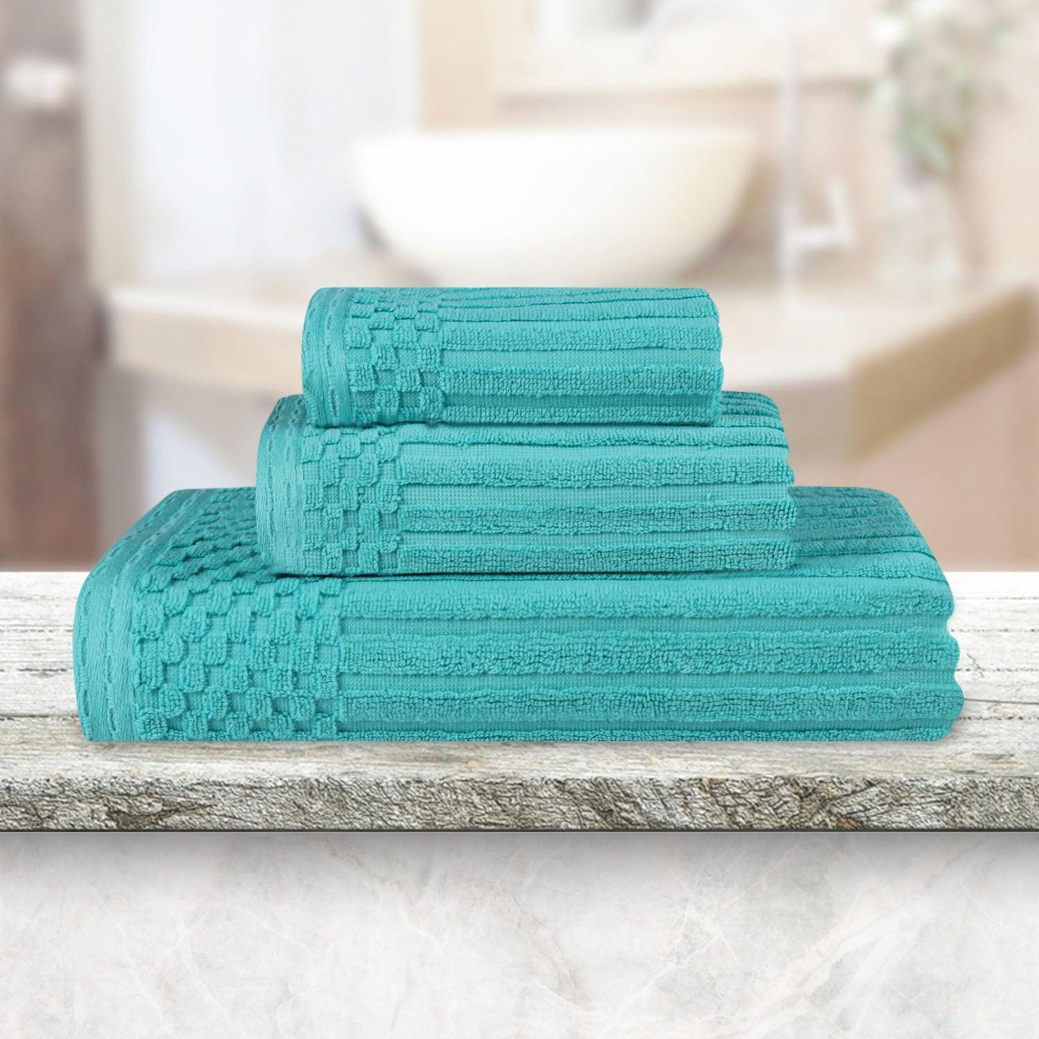 Soho Ribbed Cotton Absorbent 3 Piece Assorted Towel Set