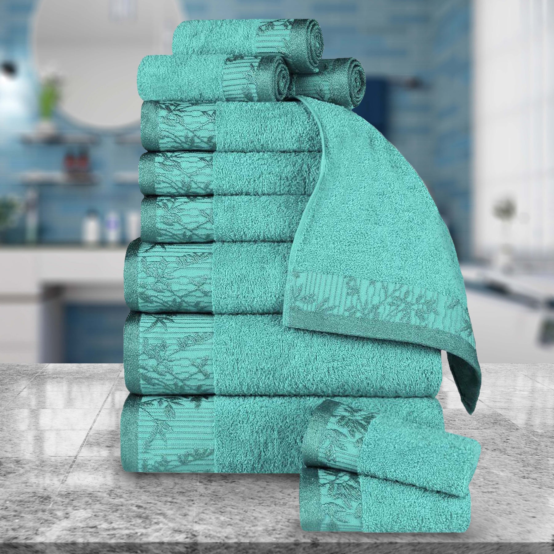 Wisteria Cotton Medium Weight Floral Jacquard 12 Piece Towel Set