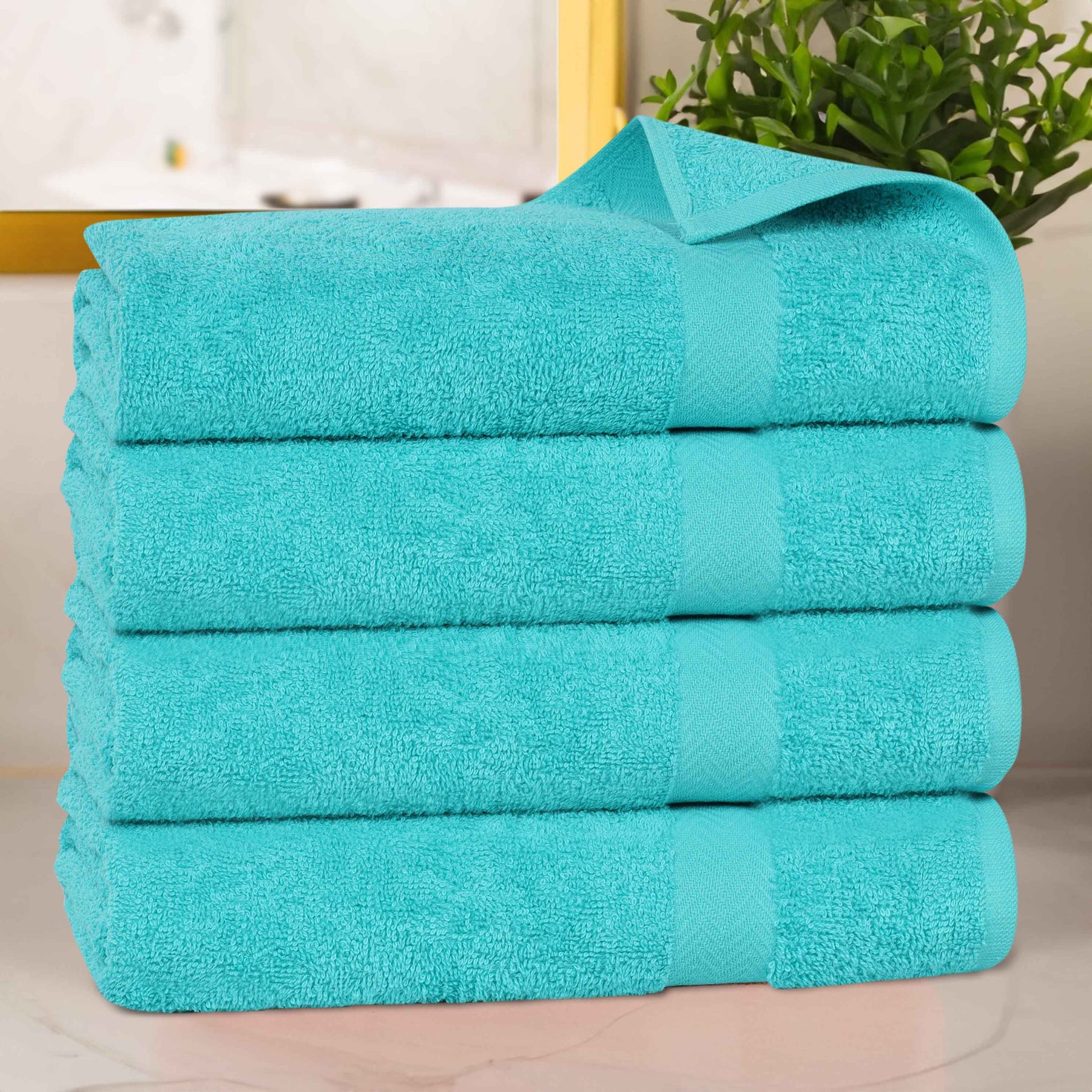 Cotton Highly Absorbent Eco-Friendly Quick Dry 4 Piece Bath Towel Set