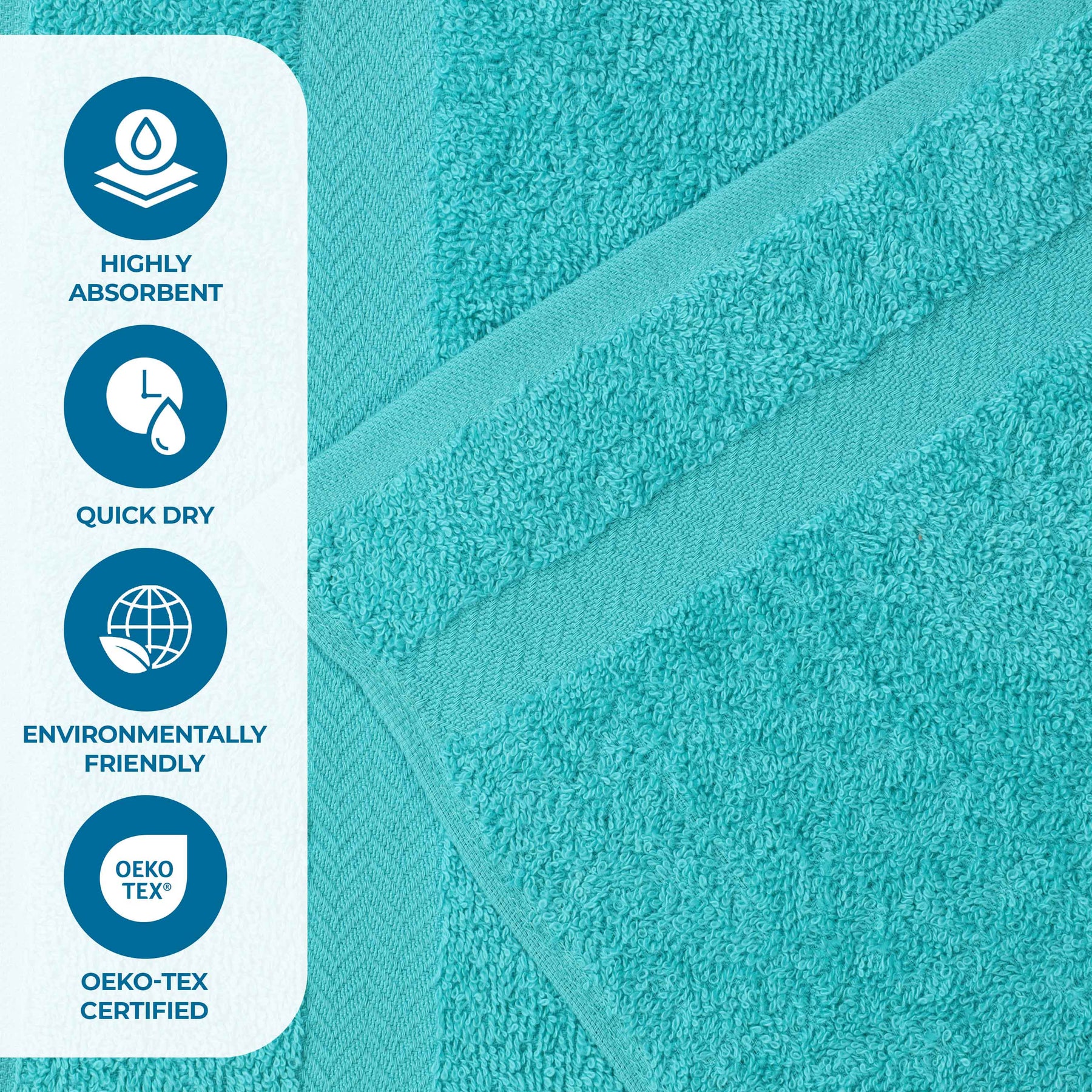 Cotton Highly Absorbent Eco-Friendly Quick Dry 4 Piece Bath Towel Set