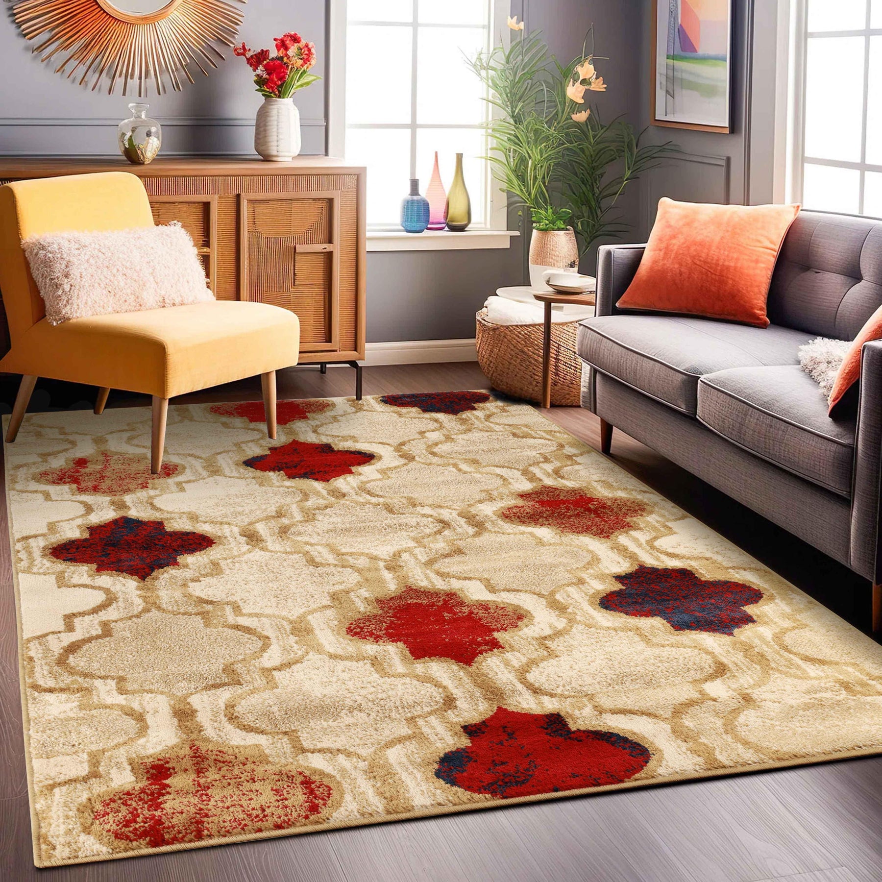 Viking Contemporary Geometric Trellis Indoor Area Rug or Runner