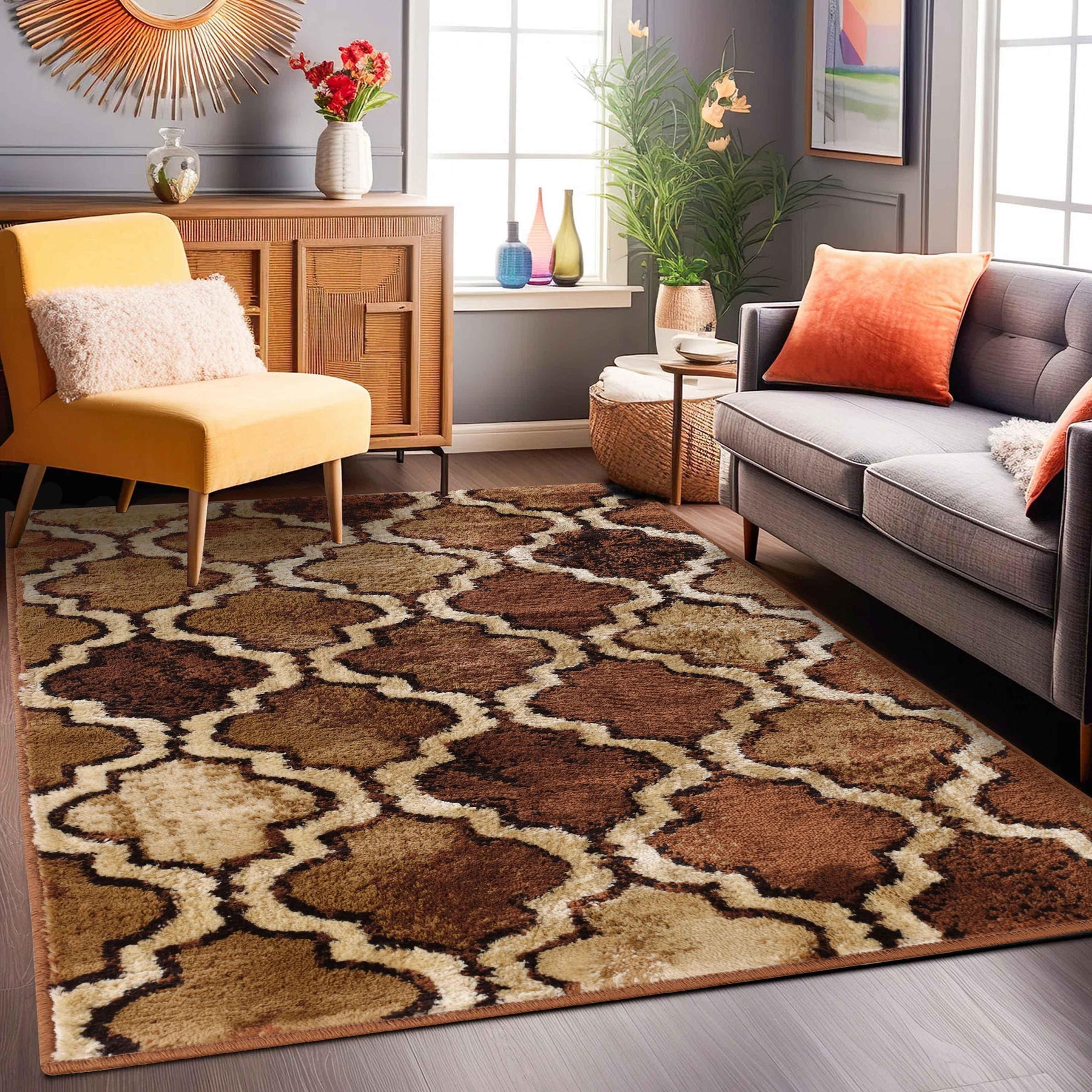Viking Contemporary Geometric Trellis Indoor Area Rug or Runner