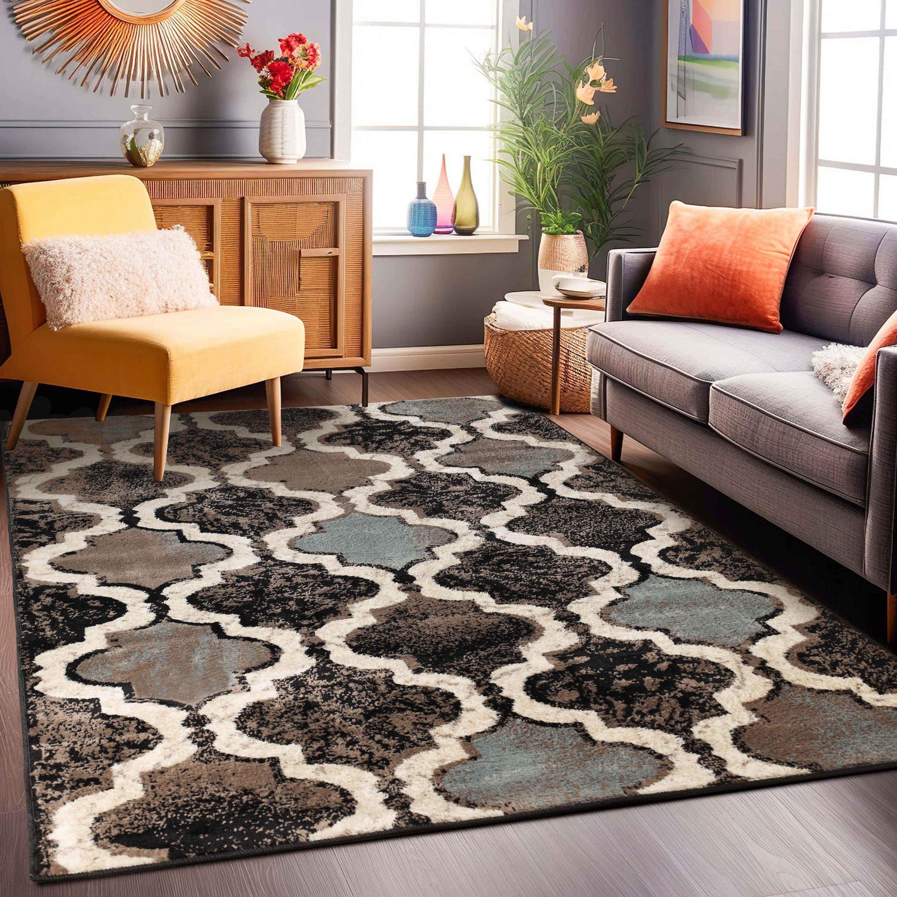 Viking Contemporary Geometric Trellis Indoor Area Rug or Runner