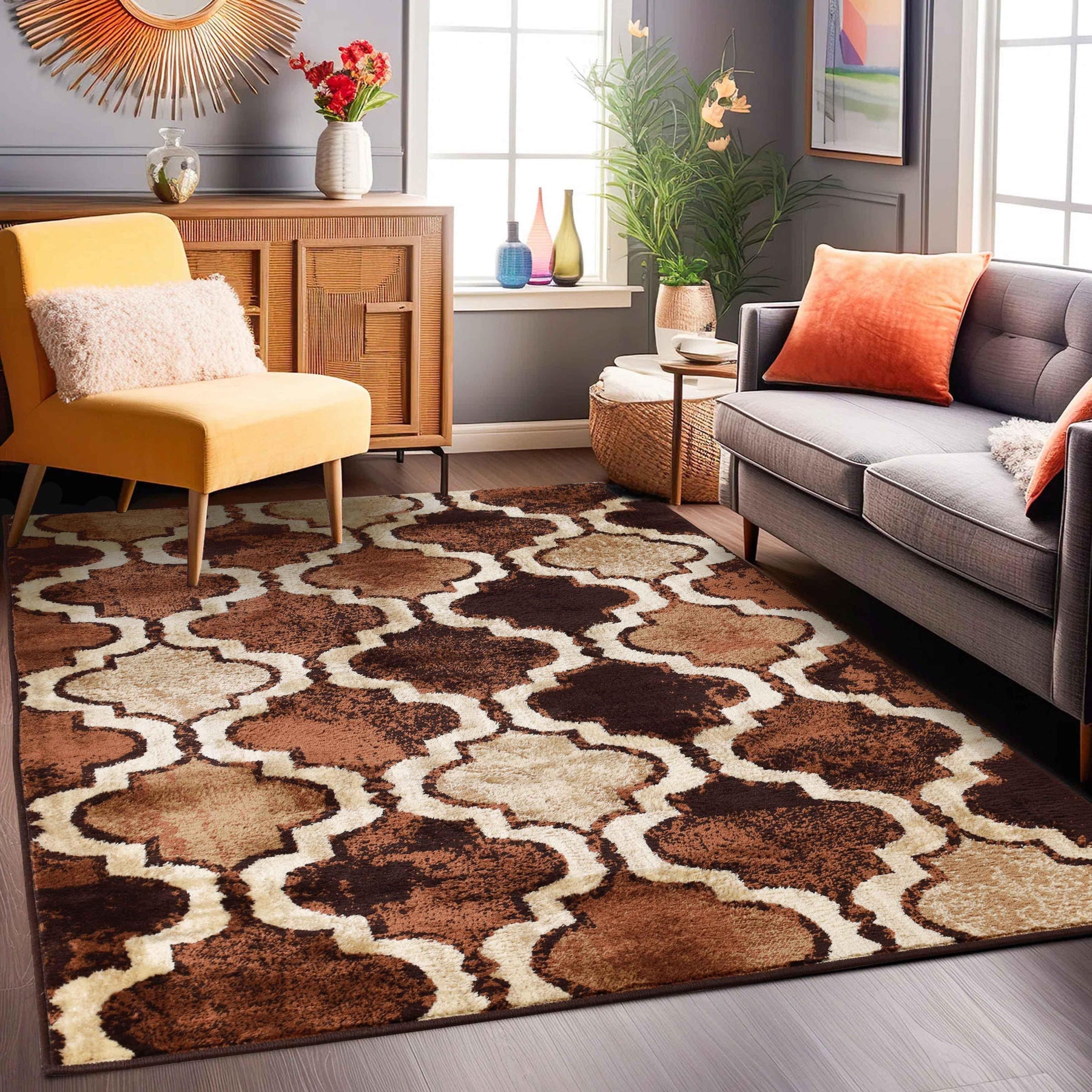 Viking Contemporary Geometric Trellis Indoor Area Rug or Runner
