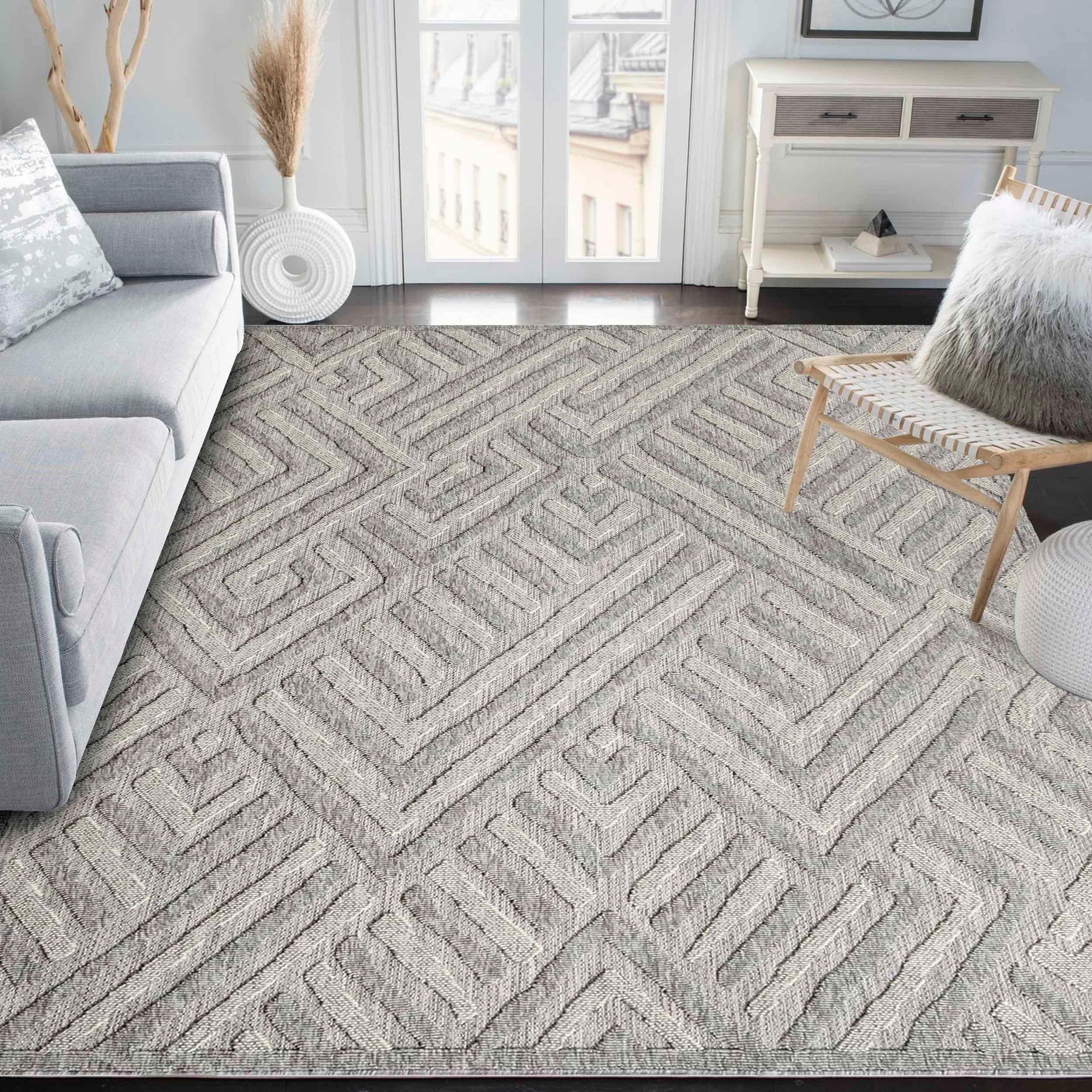 Wynn Modern Geometric Abstract Area Rug Indoor Outdoor Rugs