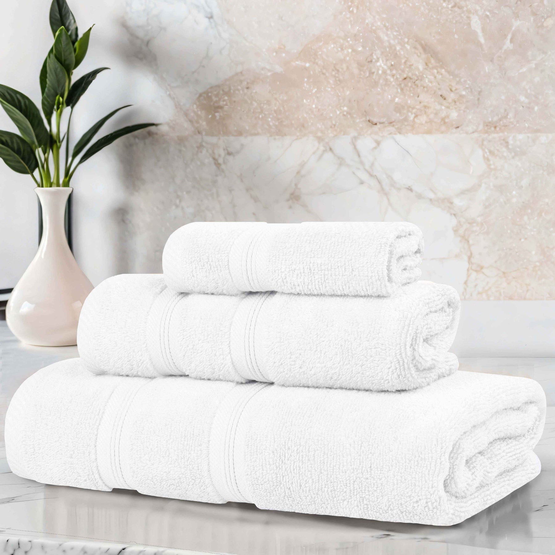 Smart Dry Zero Twist Cotton Medium Weight 3 Piece Assorted Towel Set