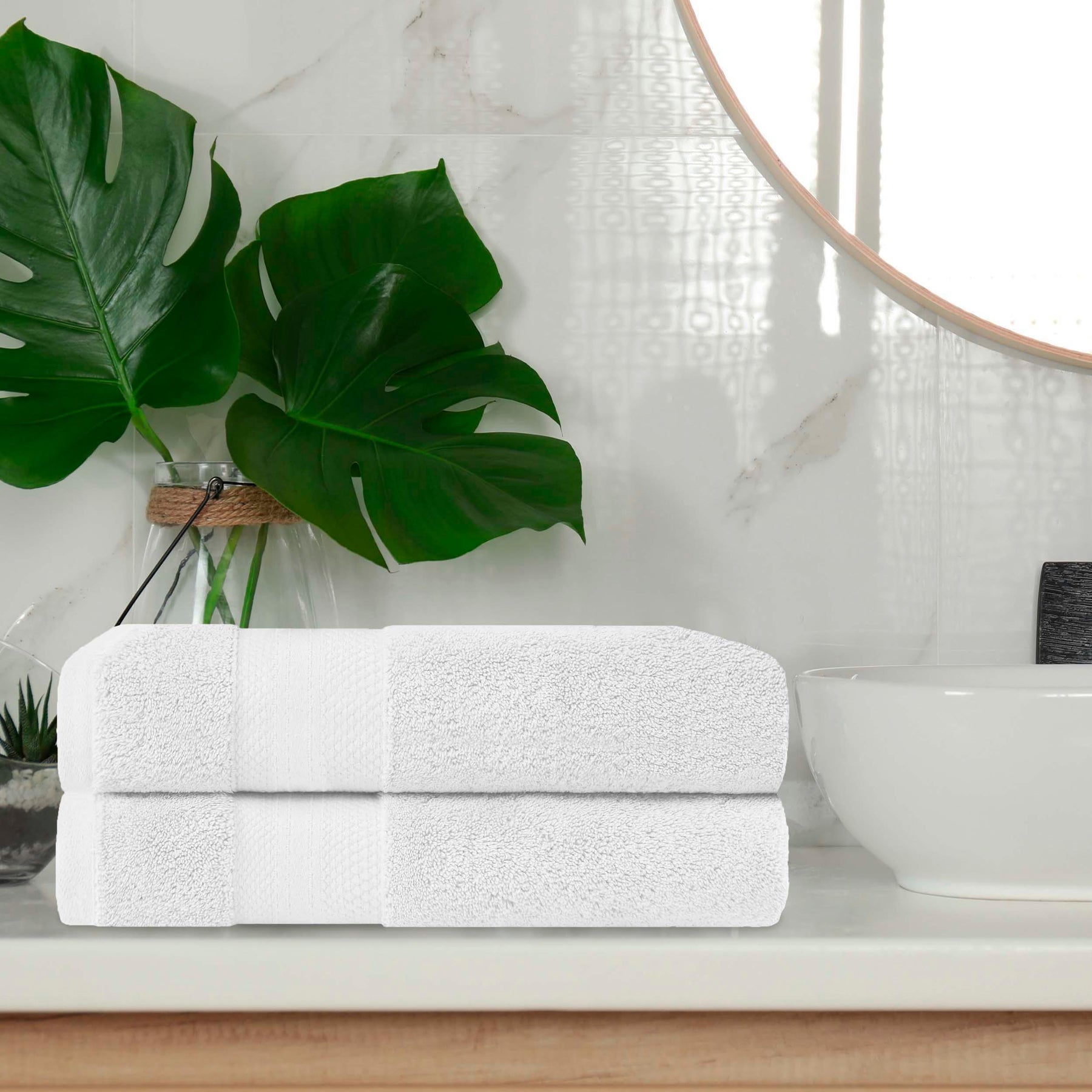 Aria Turkish Cotton Heavyweight Solid Absorbent 2-Piece Bath Towel Set