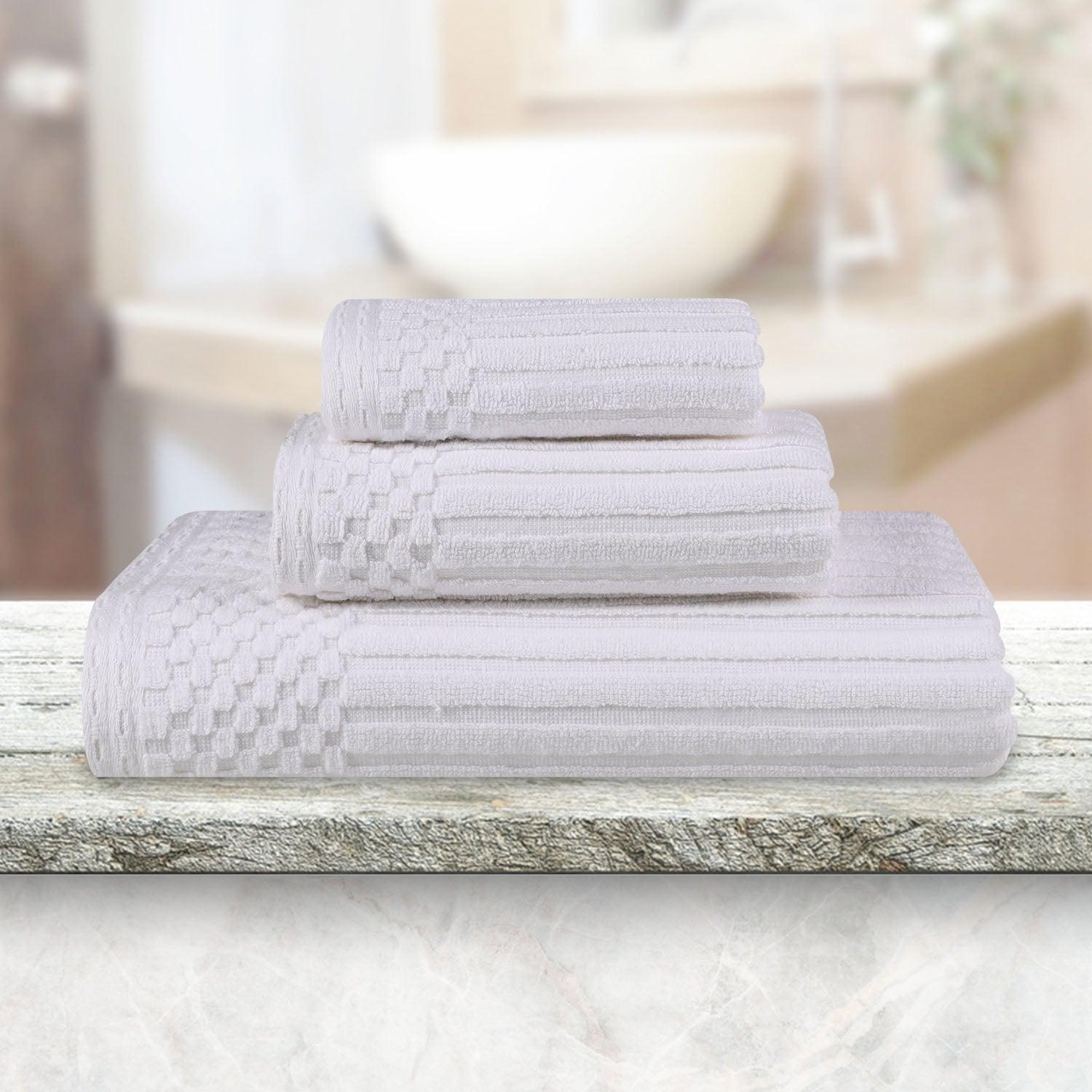Soho Ribbed Cotton Absorbent 3 Piece Assorted Towel Set