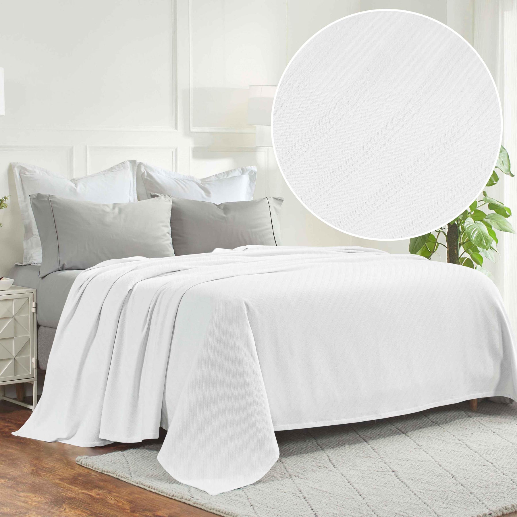 Milan Cotton Textured Jacquard Striped Lightweight Woven Blanket
