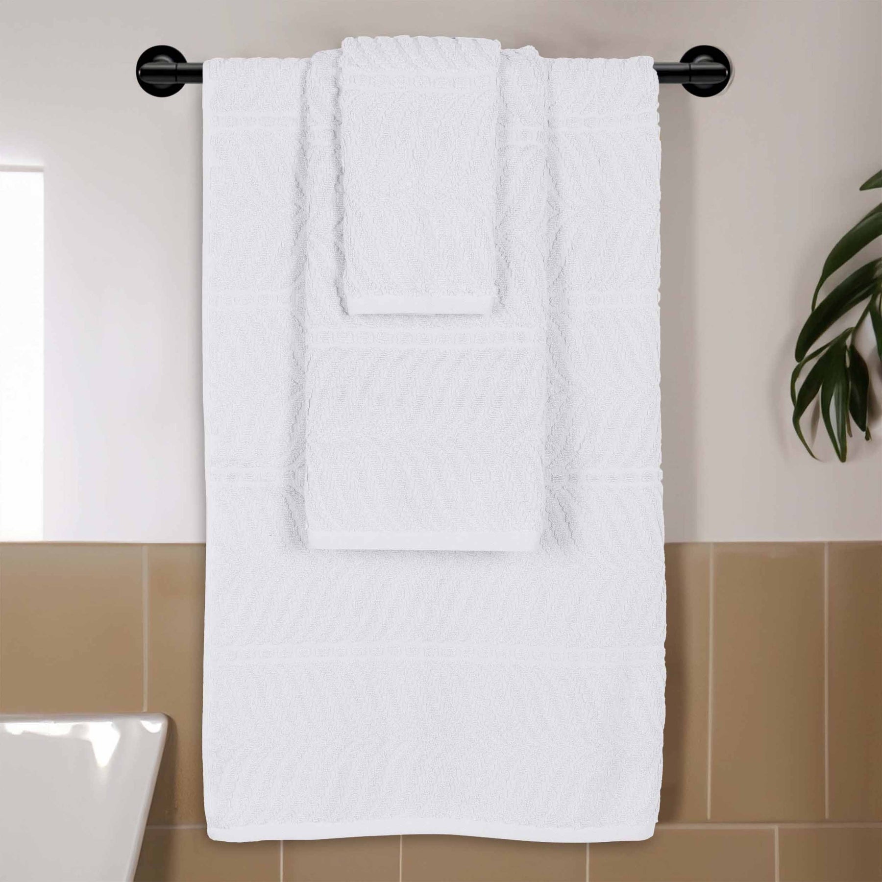 Chevron Zero Twist Jaquard Cotton 3 Piece Bathroom Towel Set