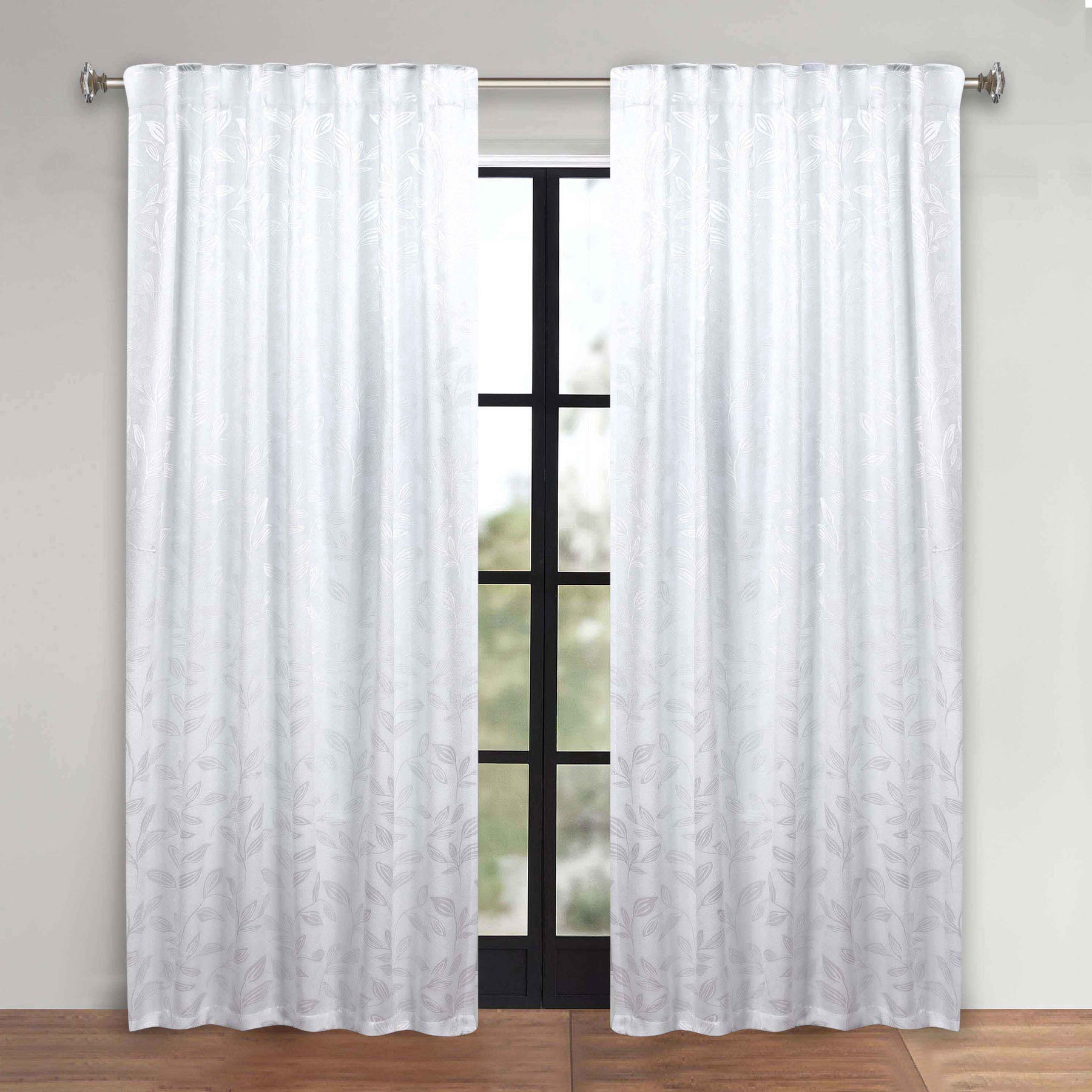 Leaves Room Darkening Back Tabs Blackout Curtain Panels, Set of 2