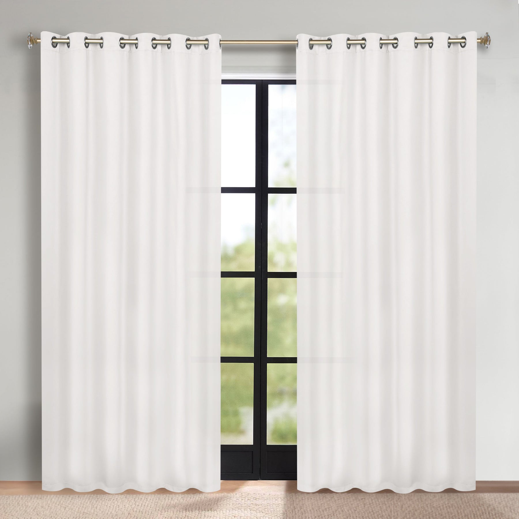 Classic Modern Solid Room Darkening Blackout Curtain Panels, Set of 2