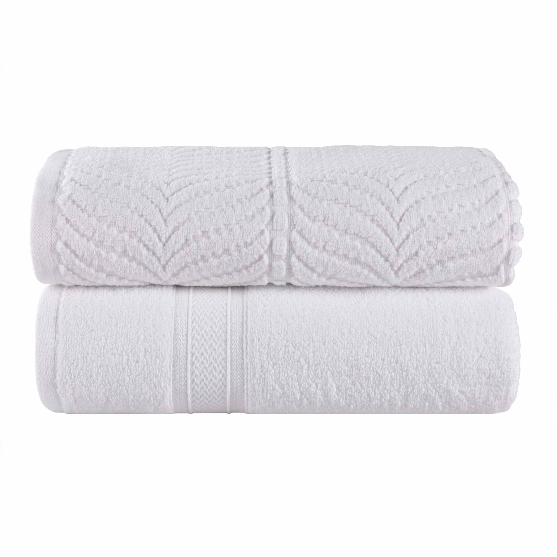 Chevron Zero Twist Solid and Jacquard Soft Cotton Bath Sheet Set of 2