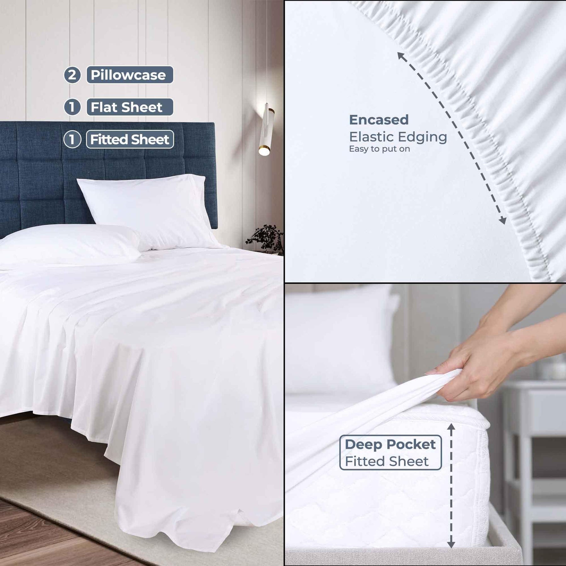 Gina Organic Cotton 300 Thread Count Percale Deep Pocket Bed Sheet Set