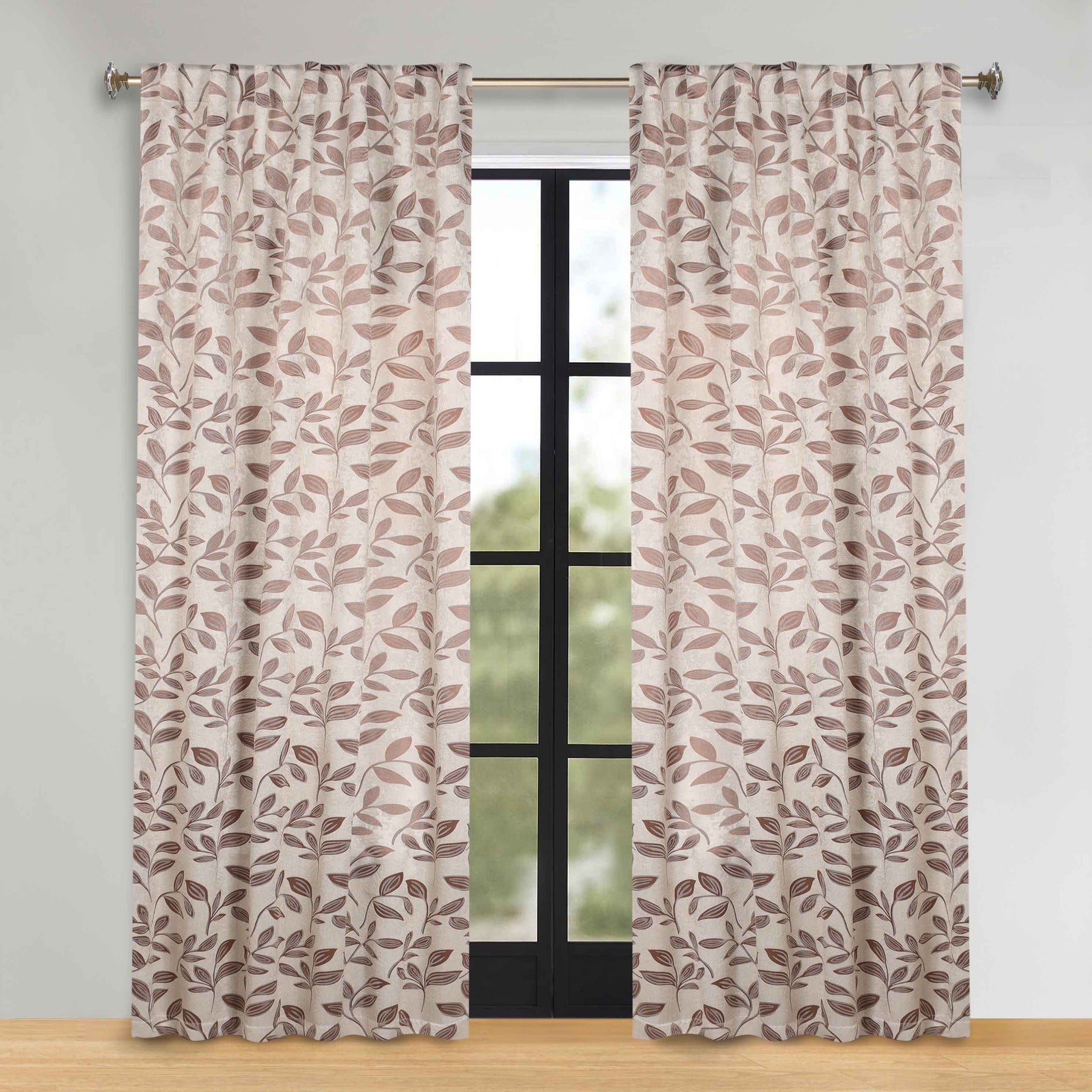 Leaves Room Darkening Back Tabs Blackout Curtain Panels, Set of 2