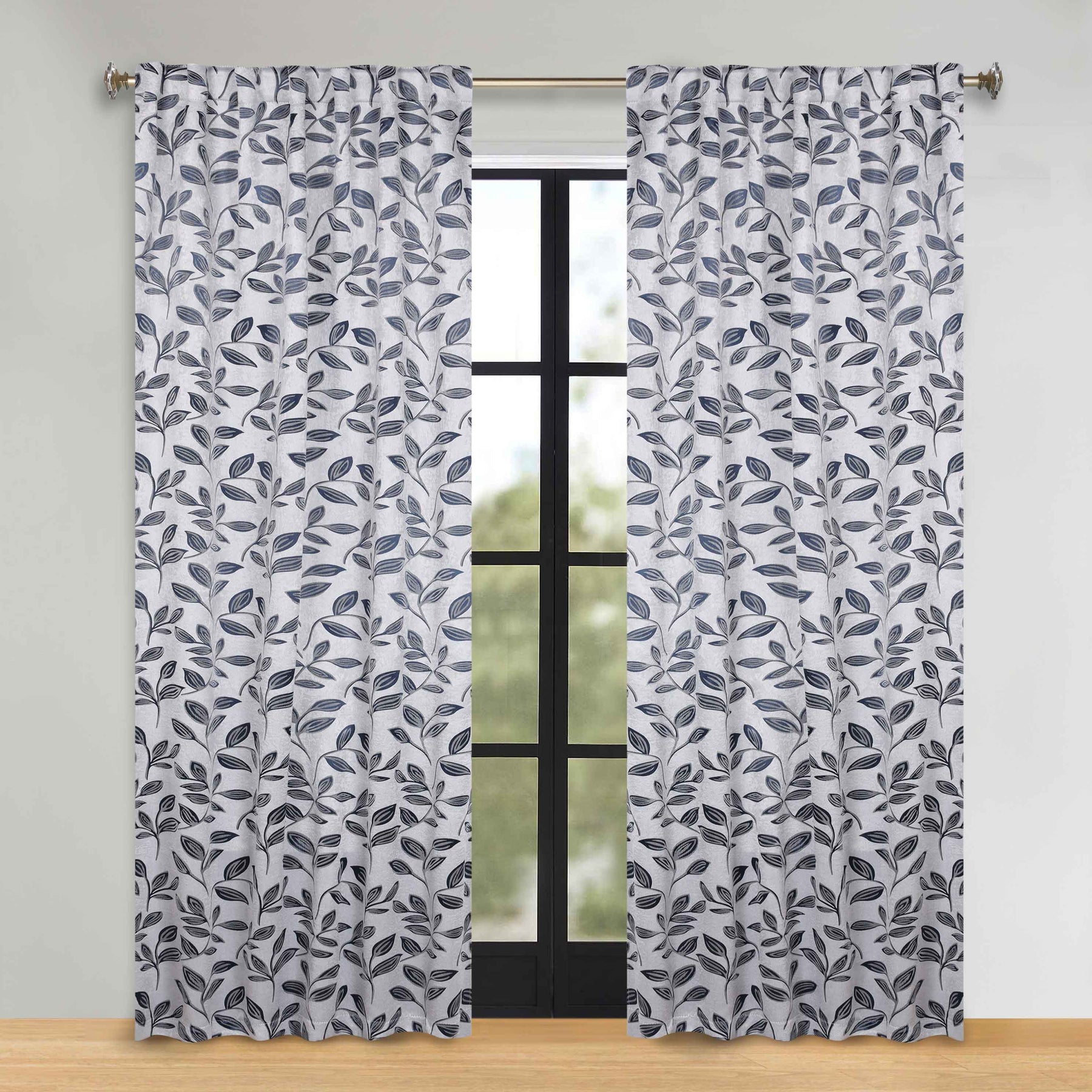 Leaves Room Darkening Back Tabs Blackout Curtain Panels, Set of 2