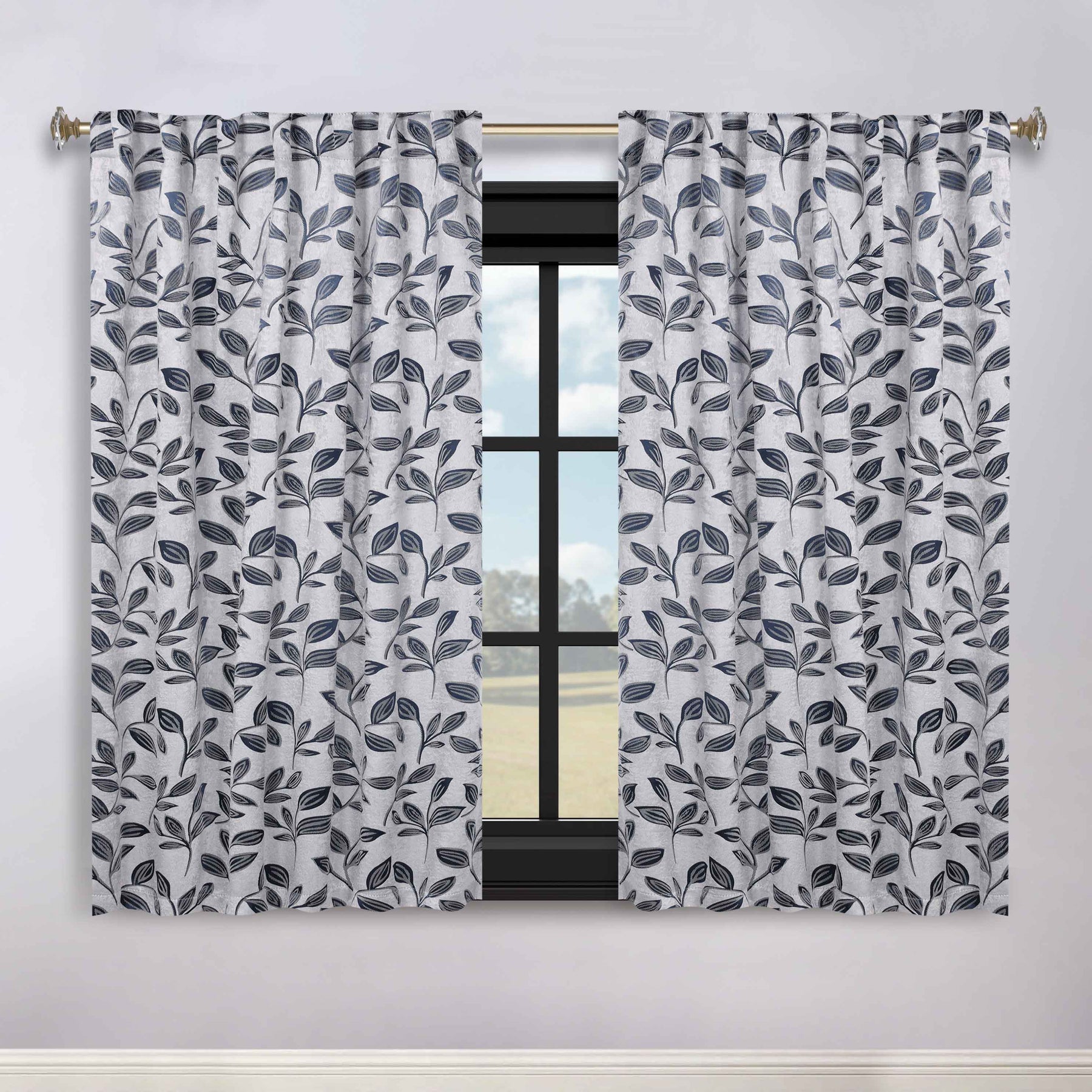 Leaves Room Darkening Back Tabs Blackout Curtain Panels, Set of 2