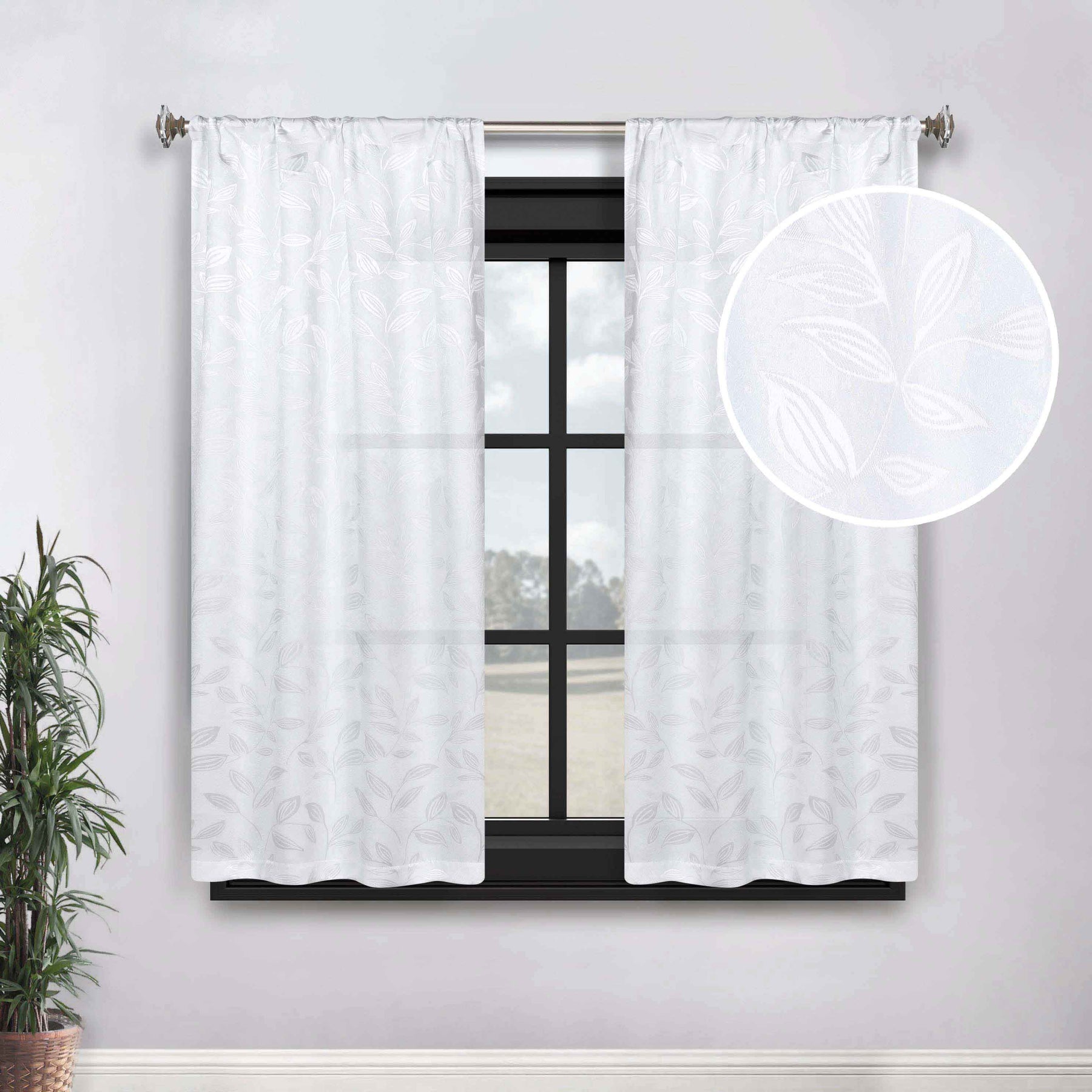 Leaves Room Darkening Washable Blackout Curtain Panels, Set of 2