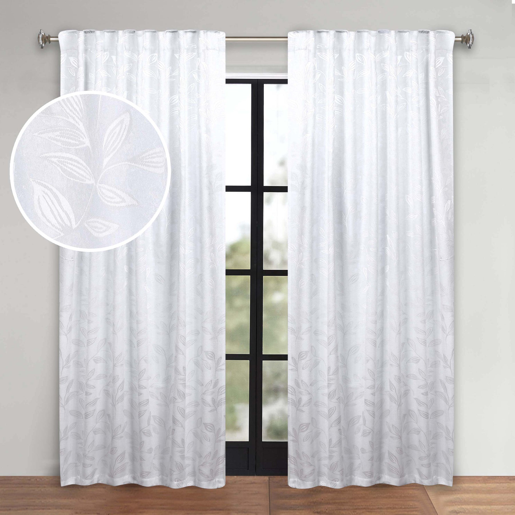 Leaves Room Darkening Back Tabs Blackout Curtain Panels, Set of 2