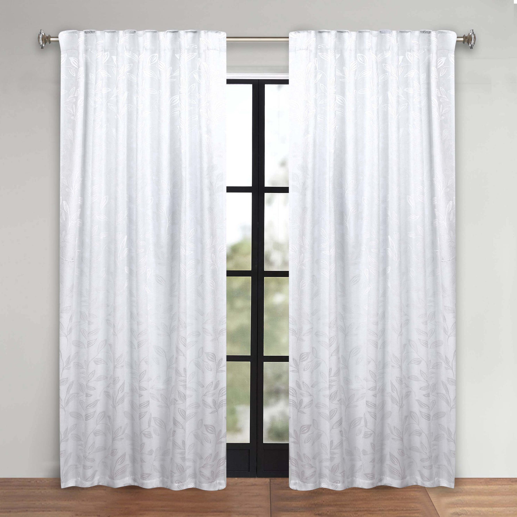 Leaves Room Darkening Back Tabs Blackout Curtain Panels, Set of 2