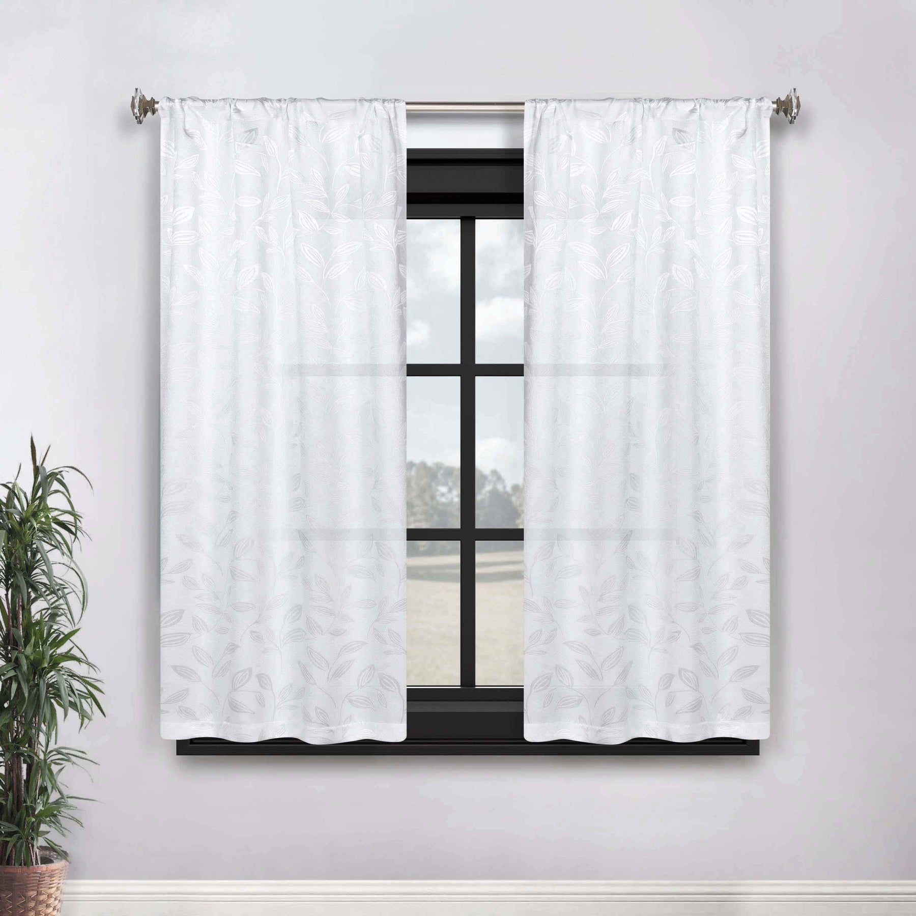 Leaves Room Darkening Washable Blackout Curtain Panels, Set of 2