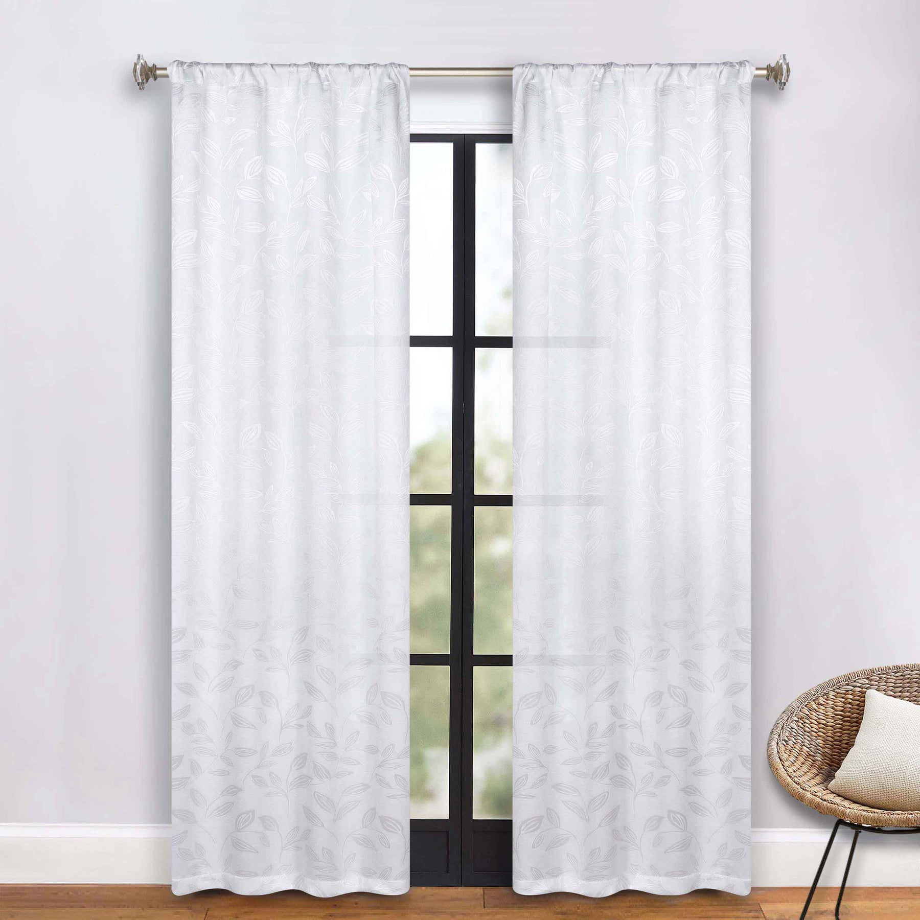 Leaves Room Darkening Washable Blackout Curtain Panels, Set of 2
