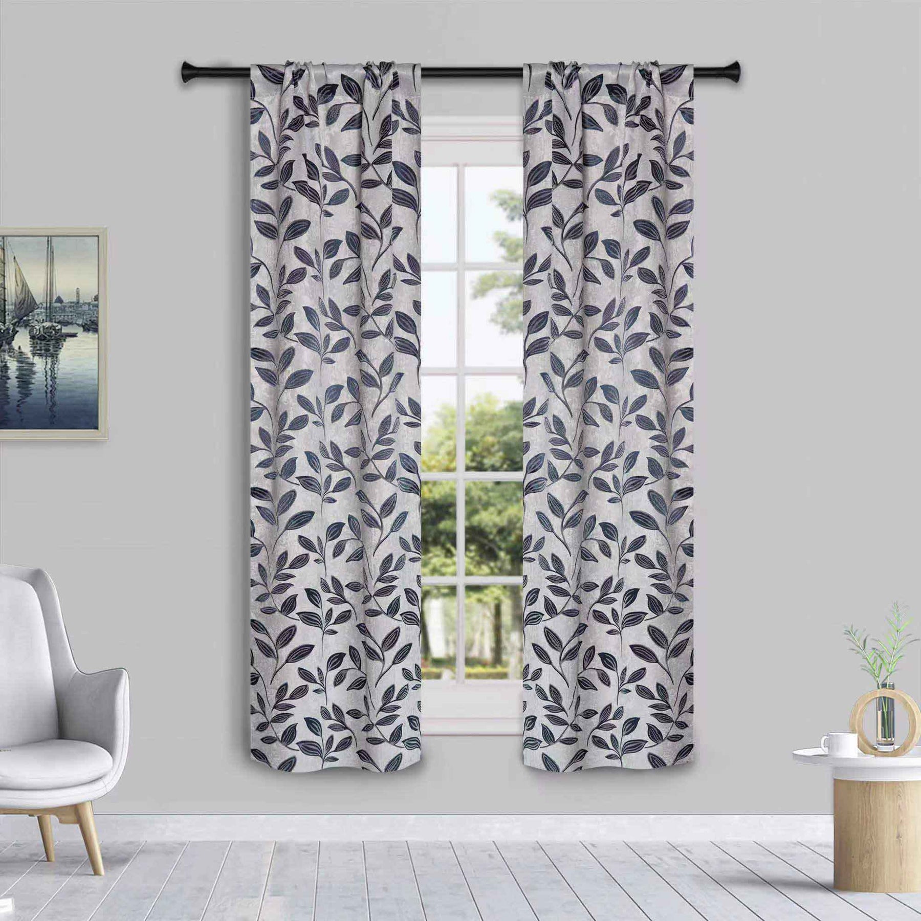 Leaves Room Darkening Washable Blackout Curtain Panels, Set of 2
