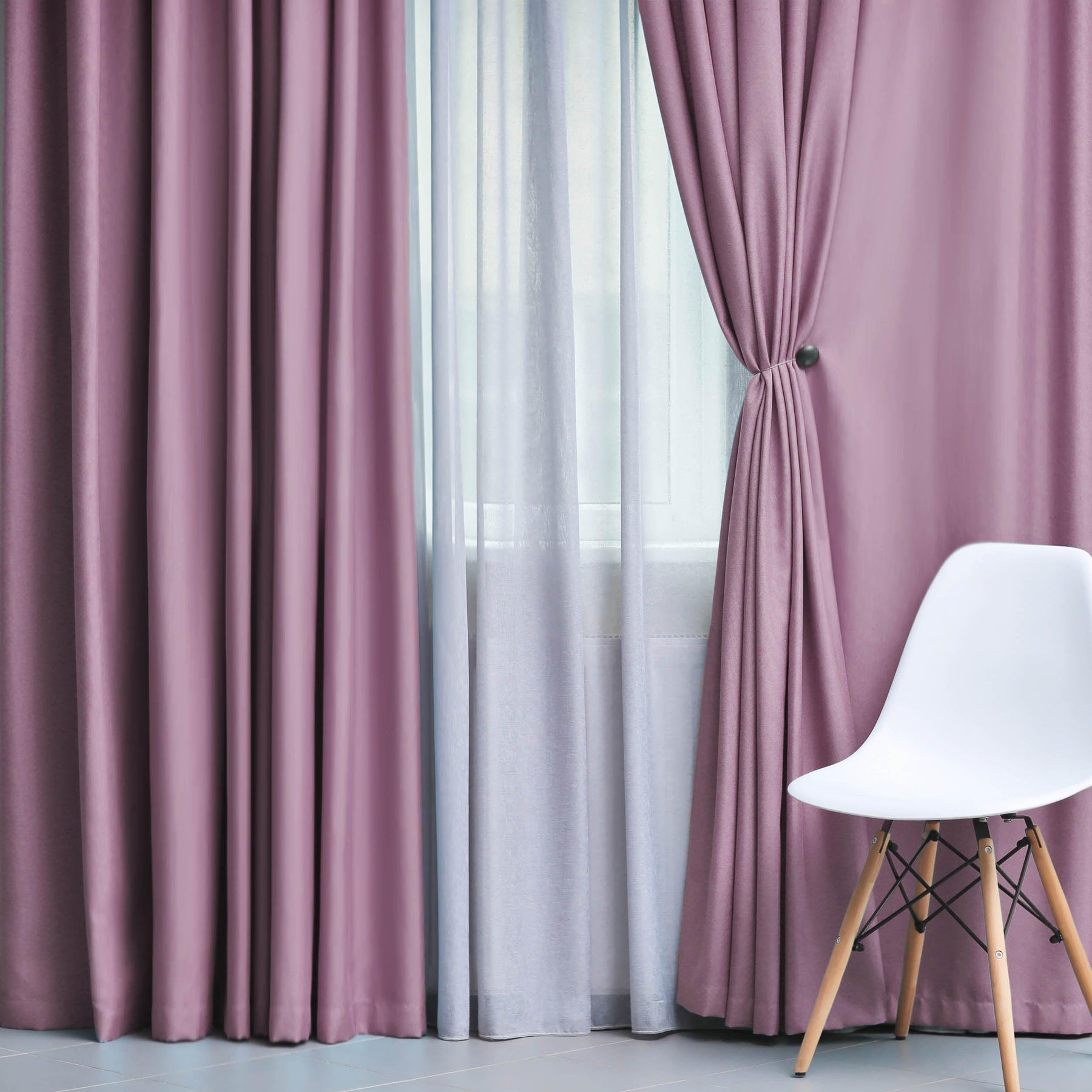 Solid Machine Washable Room Darkening Blackout Curtains, Set of 2