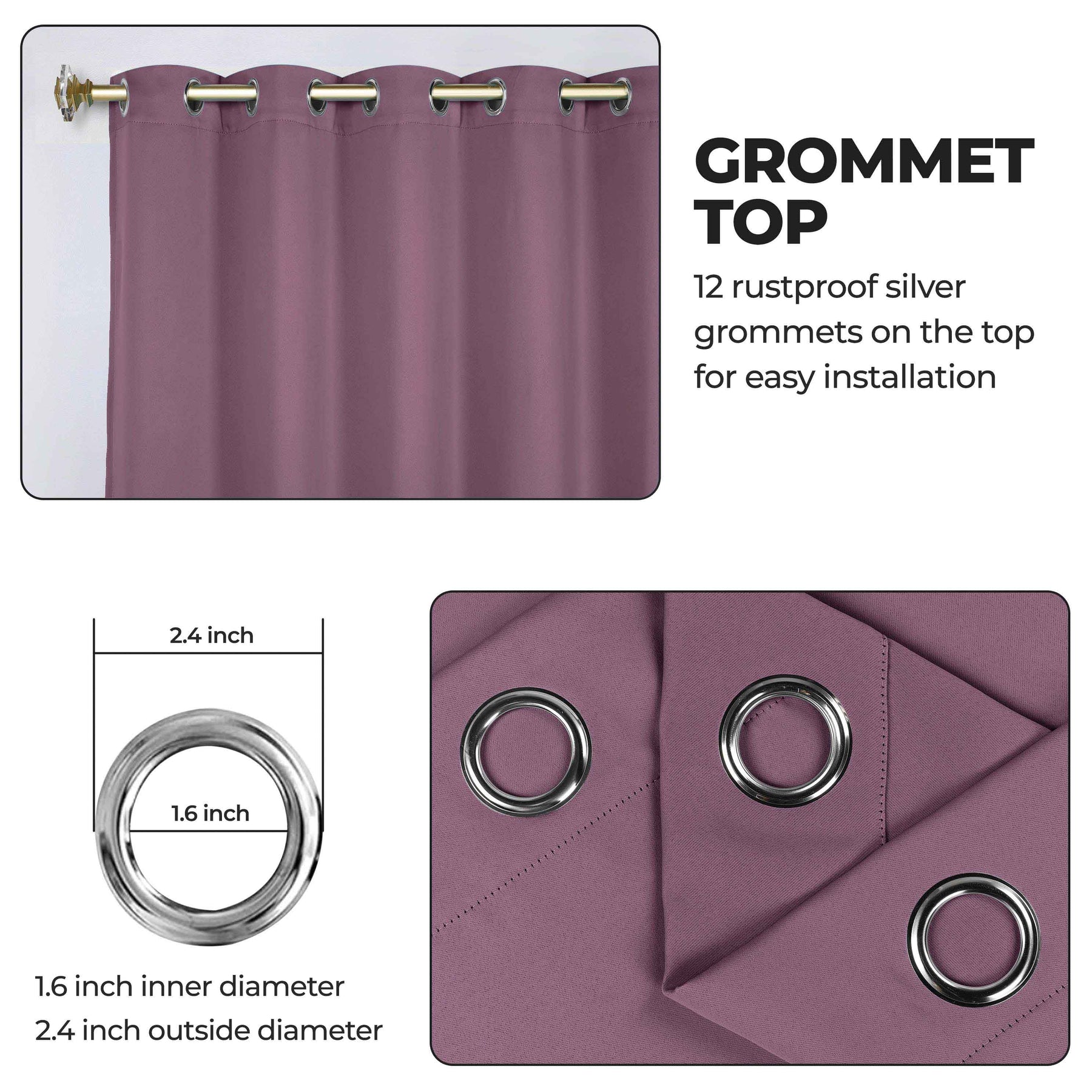 Classic Modern Solid Room Darkening Blackout Curtain Panels, Set of 2