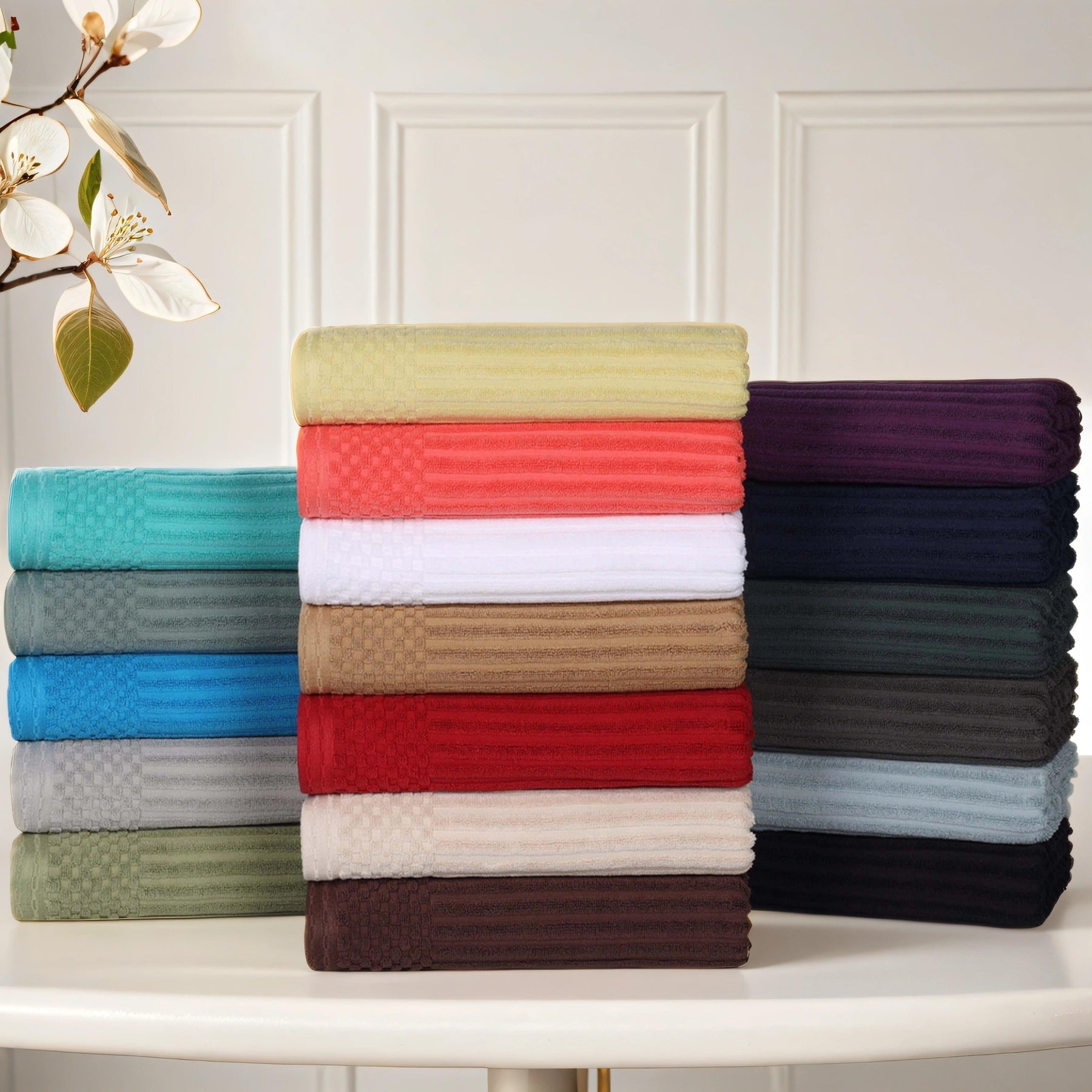 Soho Ribbed Cotton Absorbent 3 Piece Assorted Towel Set