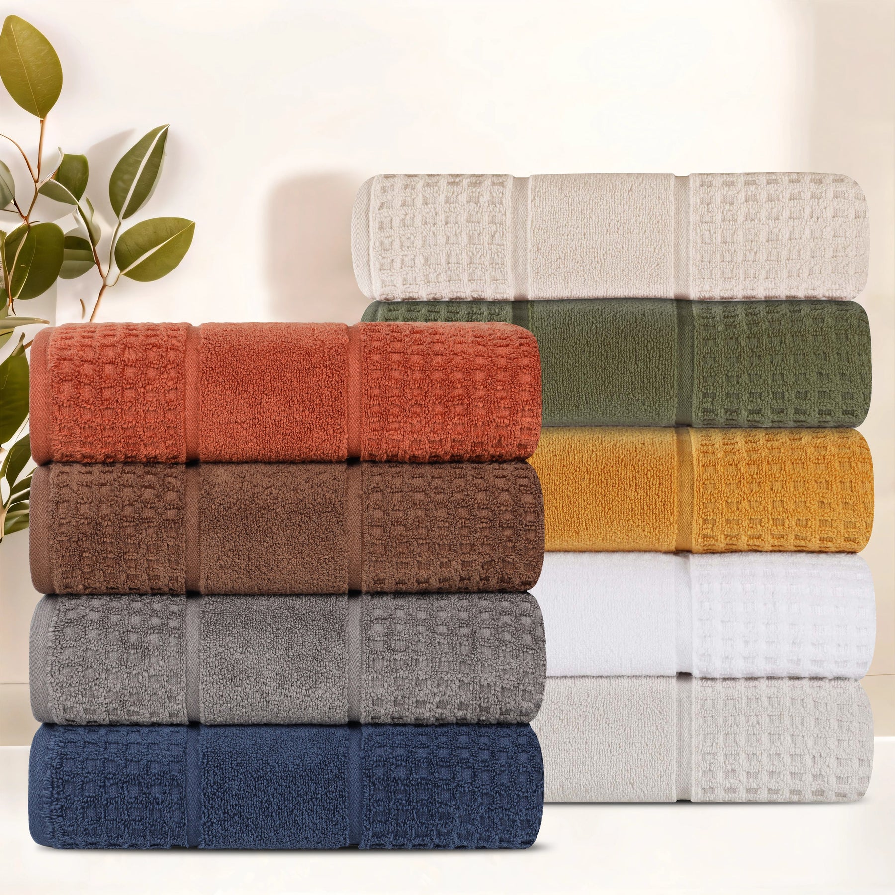 Napa Zero Twist Cotton Solid Waffle Honeycomb Hand Towel Set of 6
