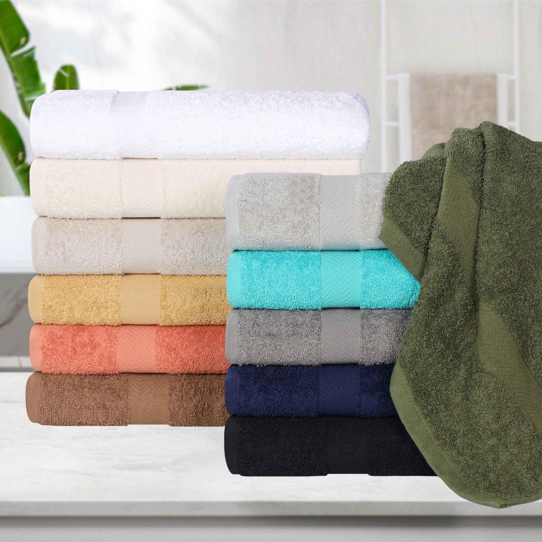 Cotton Highly Absorbent Eco-Friendly Quick Dry 4 Piece Bath Towel Set