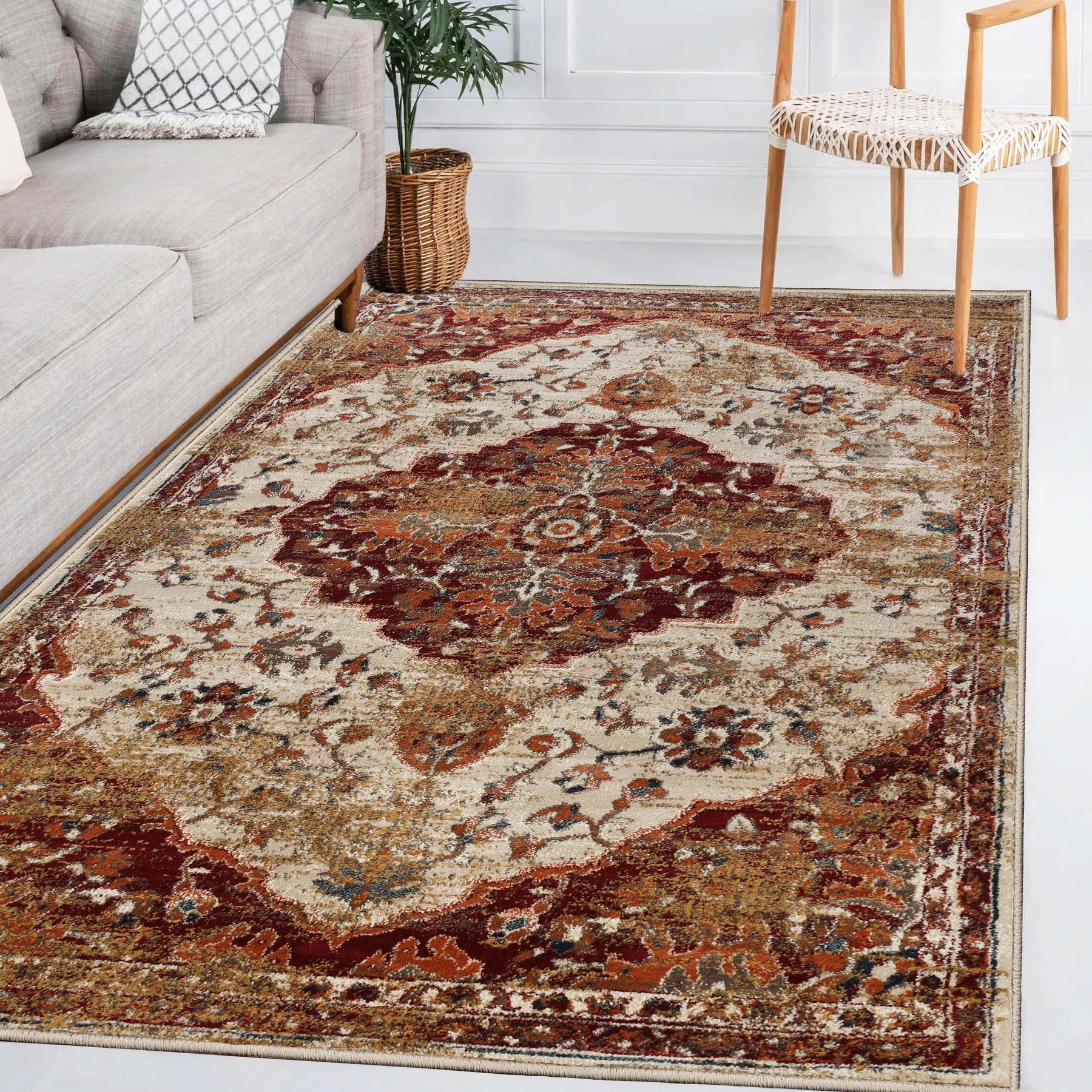 Abena Traditional Medallion Indoor Area Rugs or Runner Rug