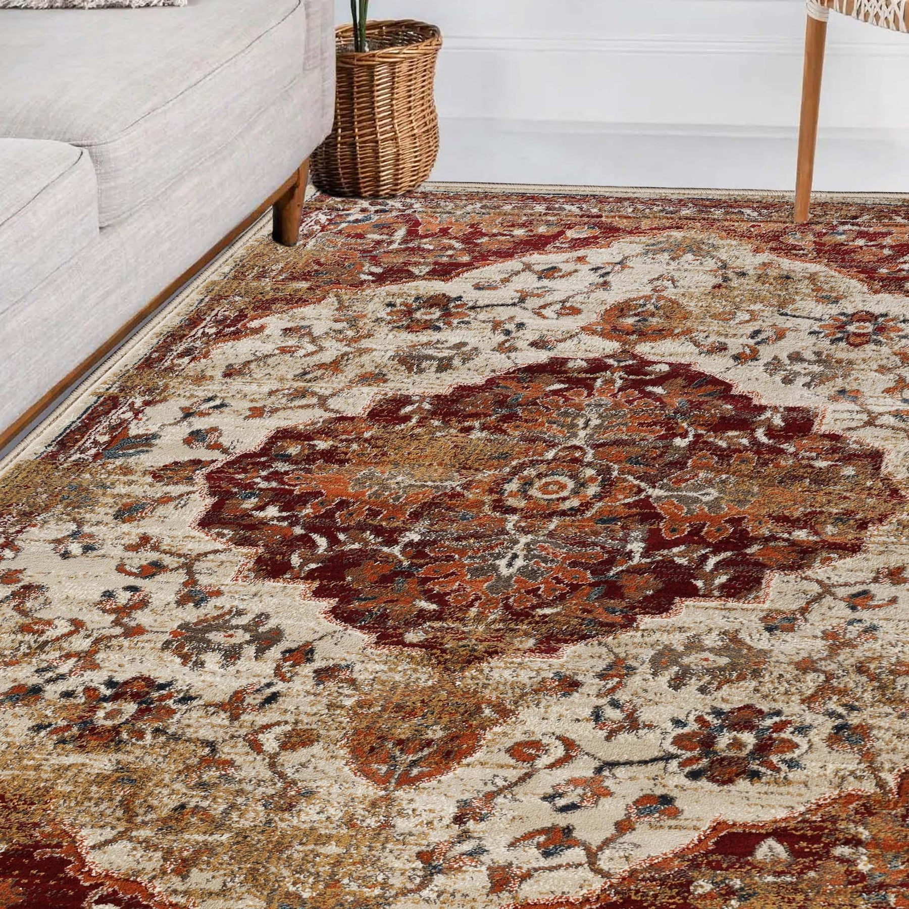 Abena Traditional Medallion Indoor Area Rugs or Runner Rug