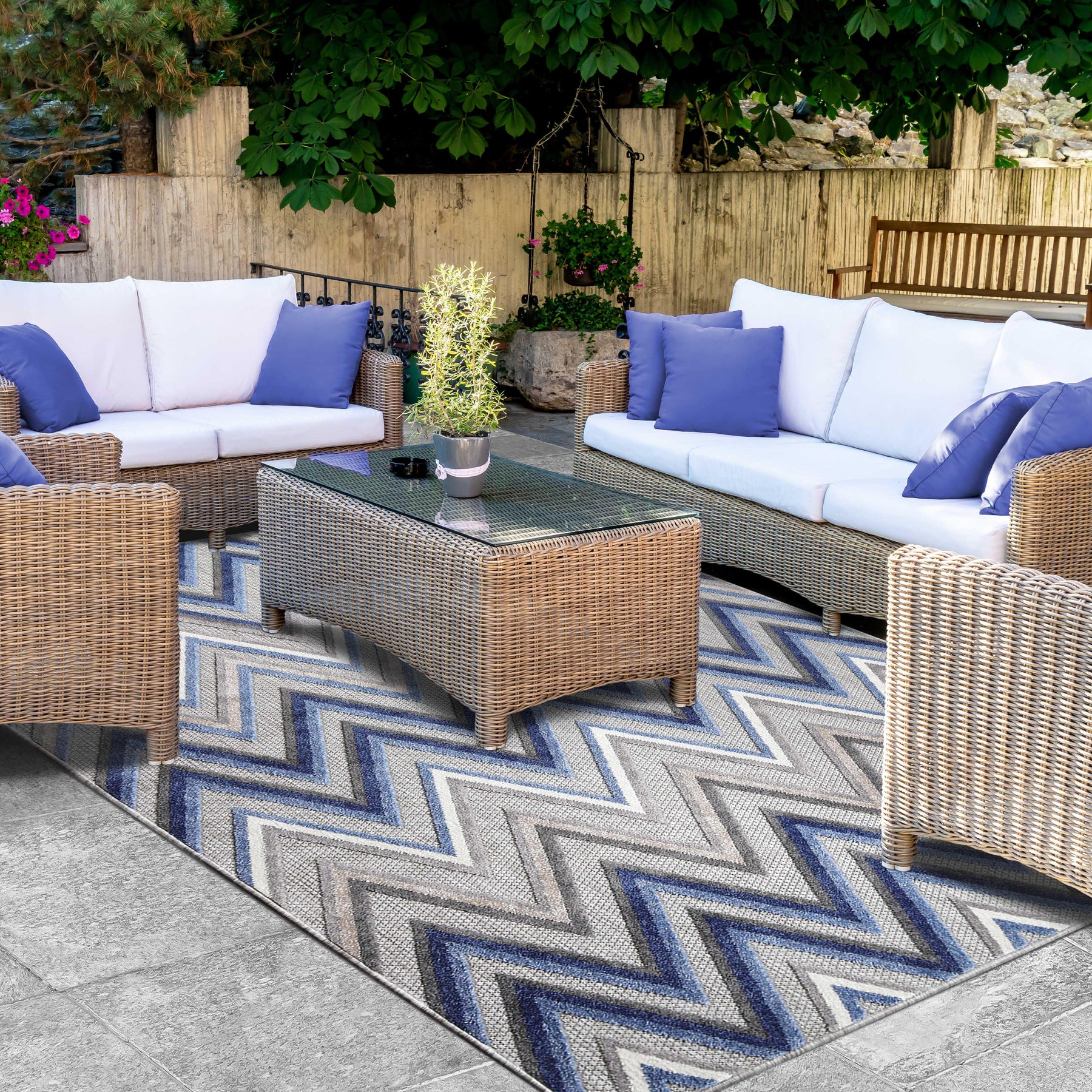 Acacia Geometric Zigzag Area Rug Modern Indoor Outdoor Rugs