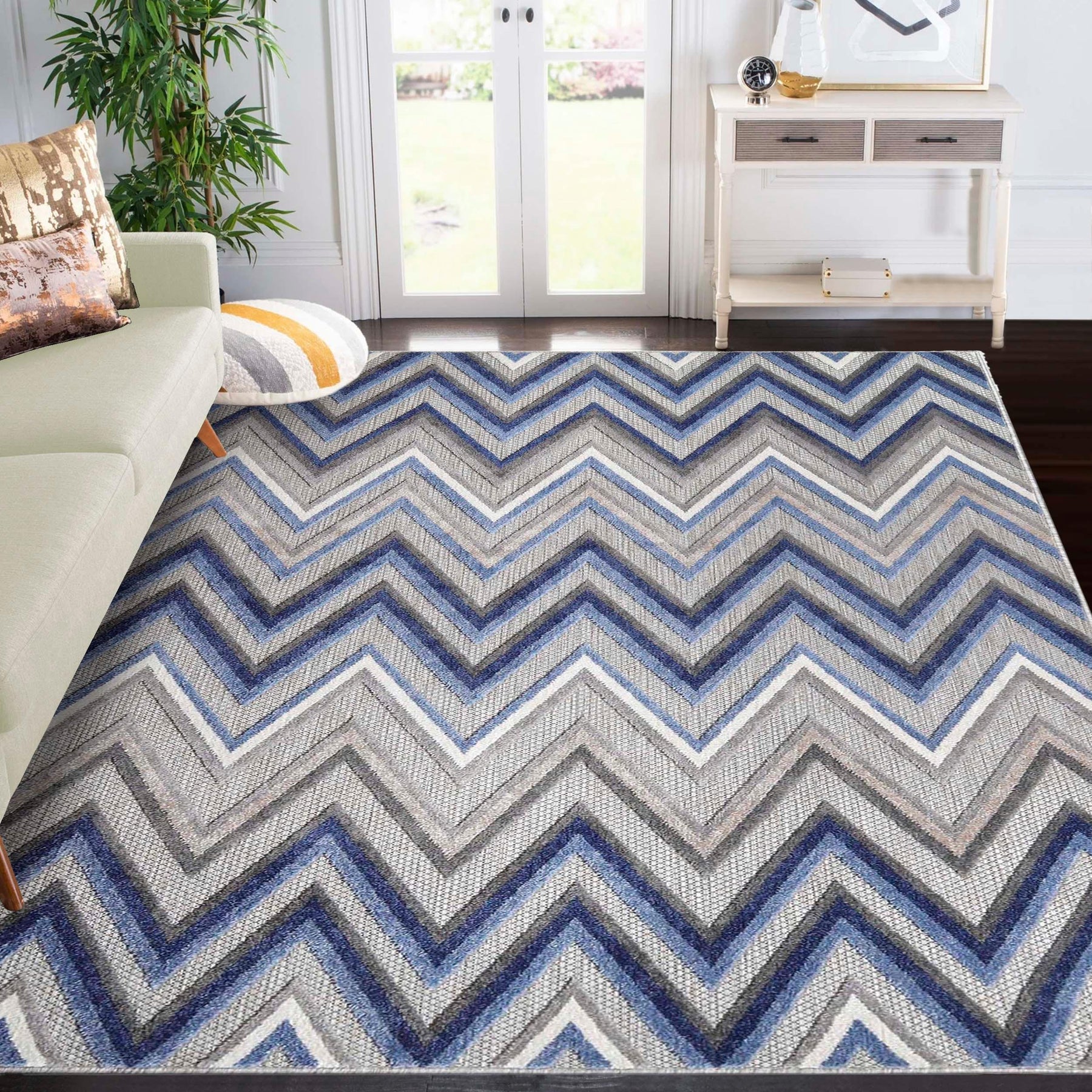 Acacia Geometric Zigzag Area Rug Modern Indoor Outdoor Rugs