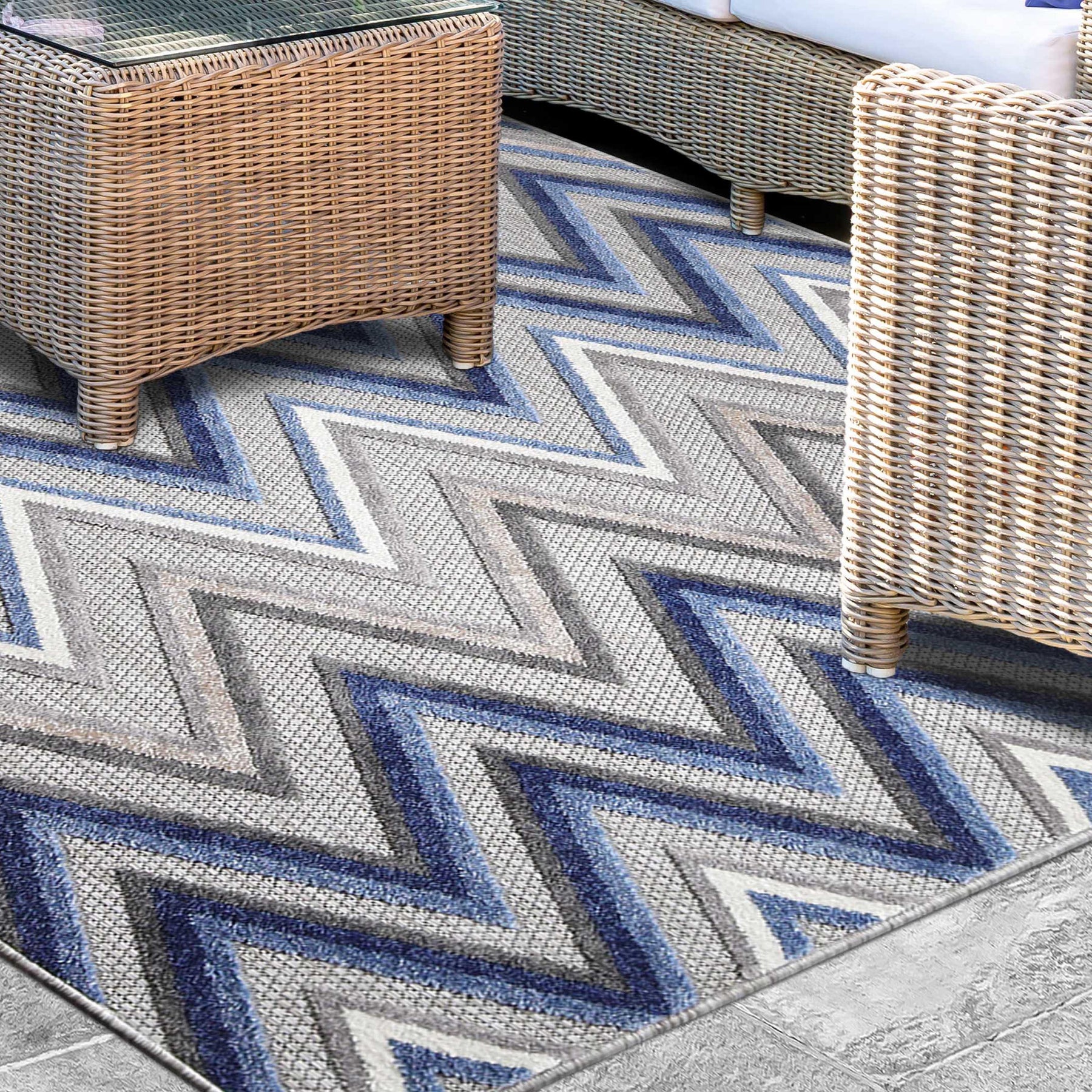 Acacia Geometric Zigzag Area Rug Modern Indoor Outdoor Rugs